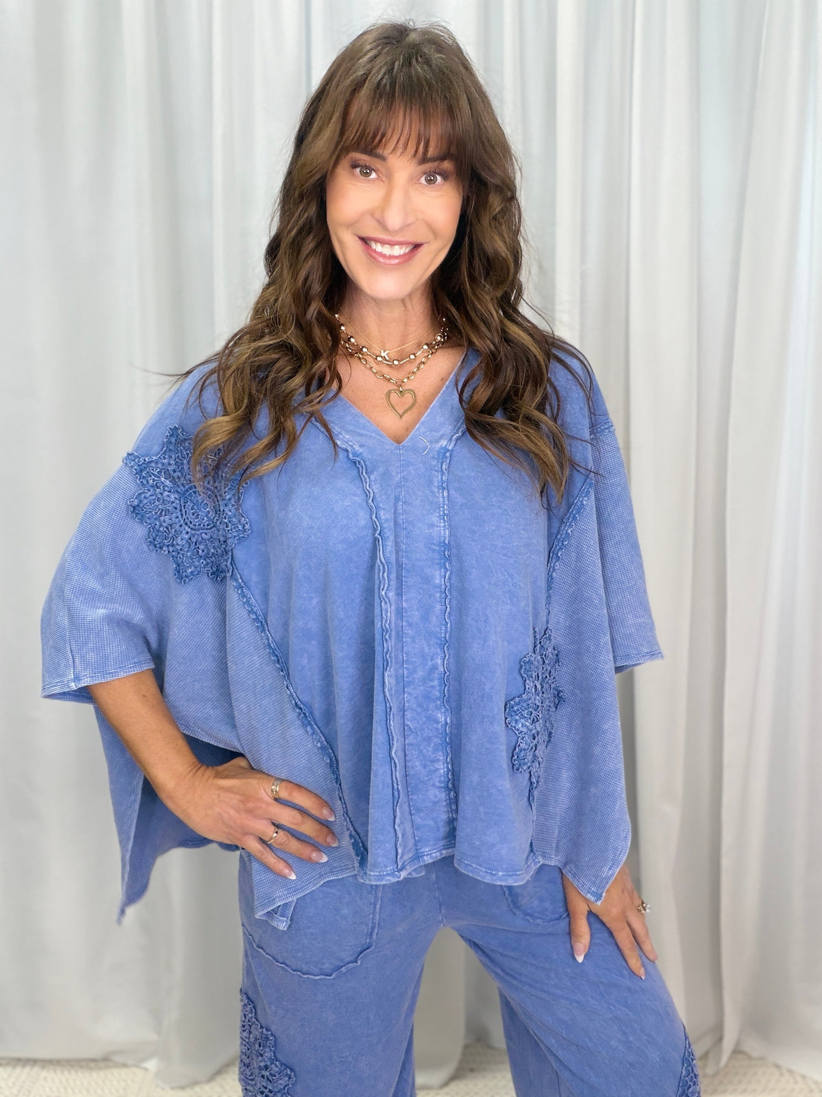 Pick A Date Mineral Washed Boho V-Neck Top In 5 Colors