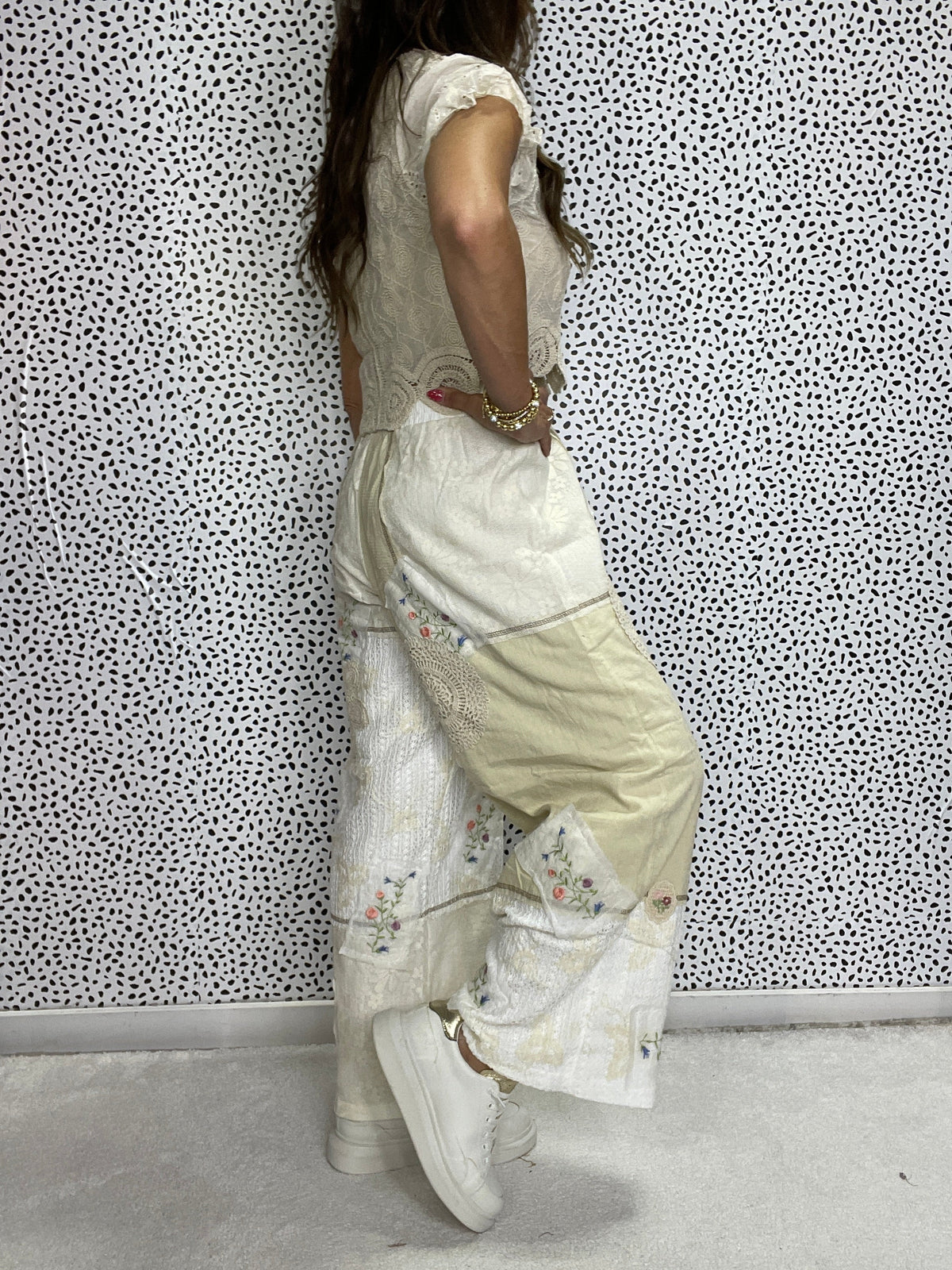 Pol Rose Garden Patchwork Pants In 3 Colors