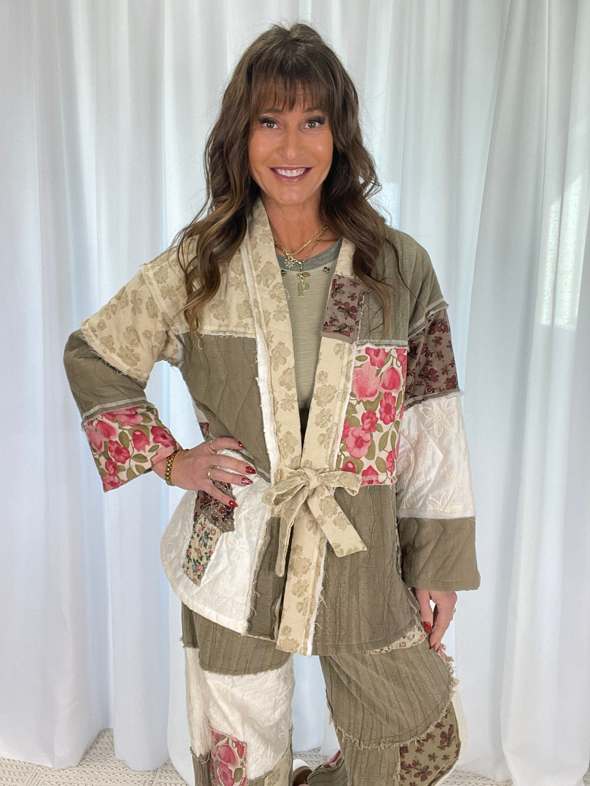 POL Field Of Dreams Kimono Jacket In Herb *Final Sale*