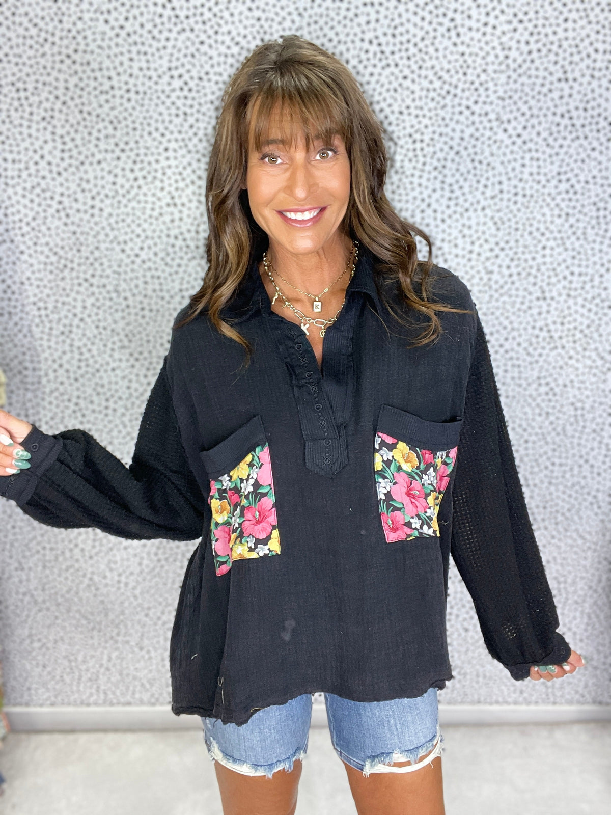 Pol Balloon Sleeve Relaxed Fit Top