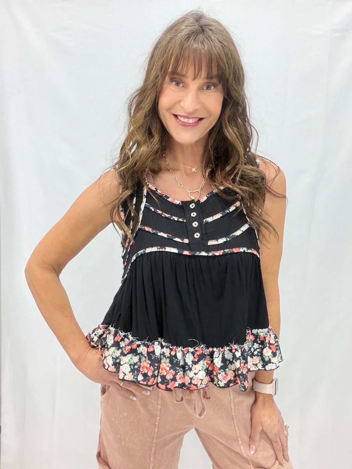 POL Floral Details Sleeveless Top In 4 Colors