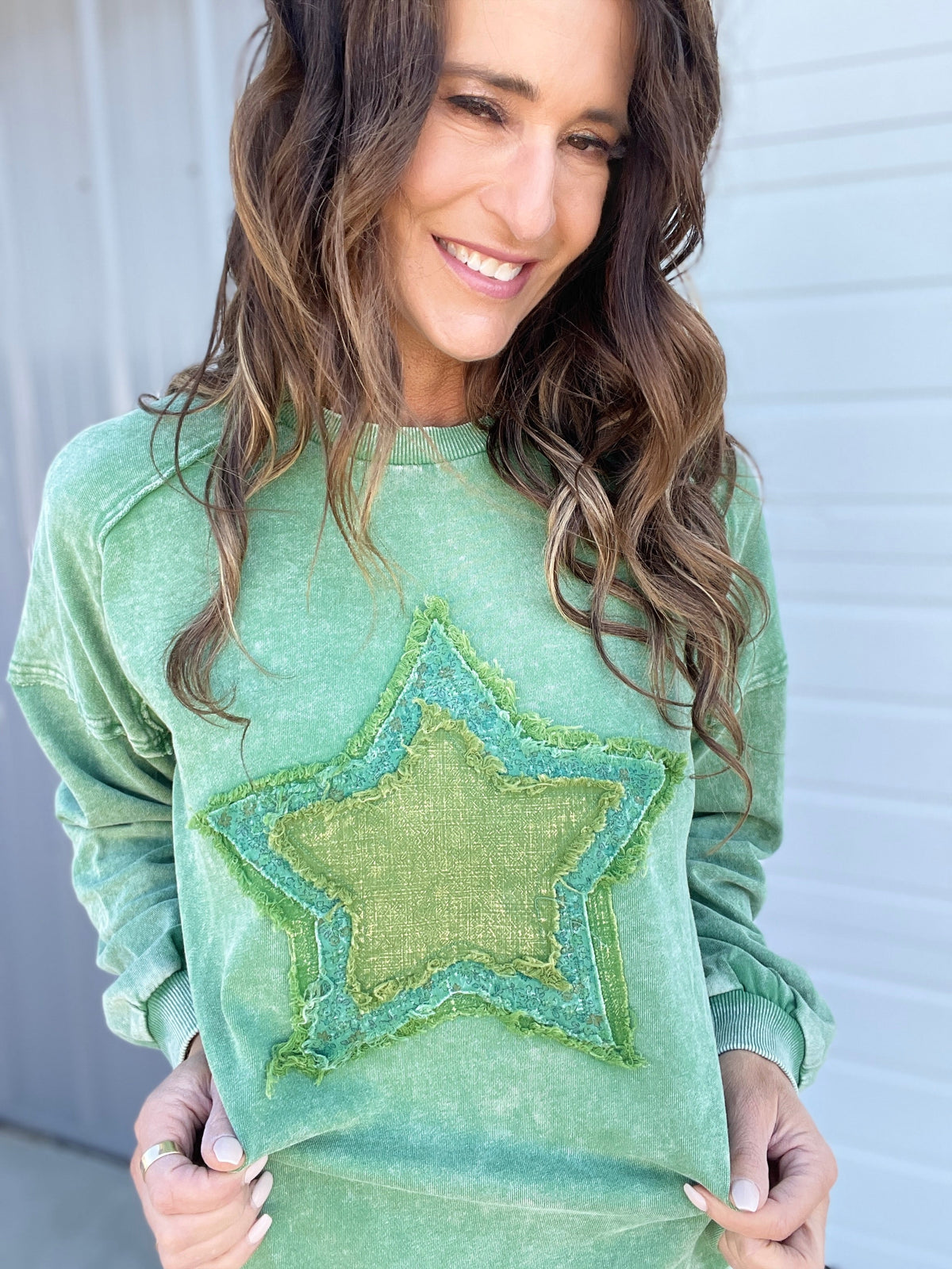 Shining Star Mineral Washed Top In 3 Colors: Green, Khaki, Pink *Final Sale*