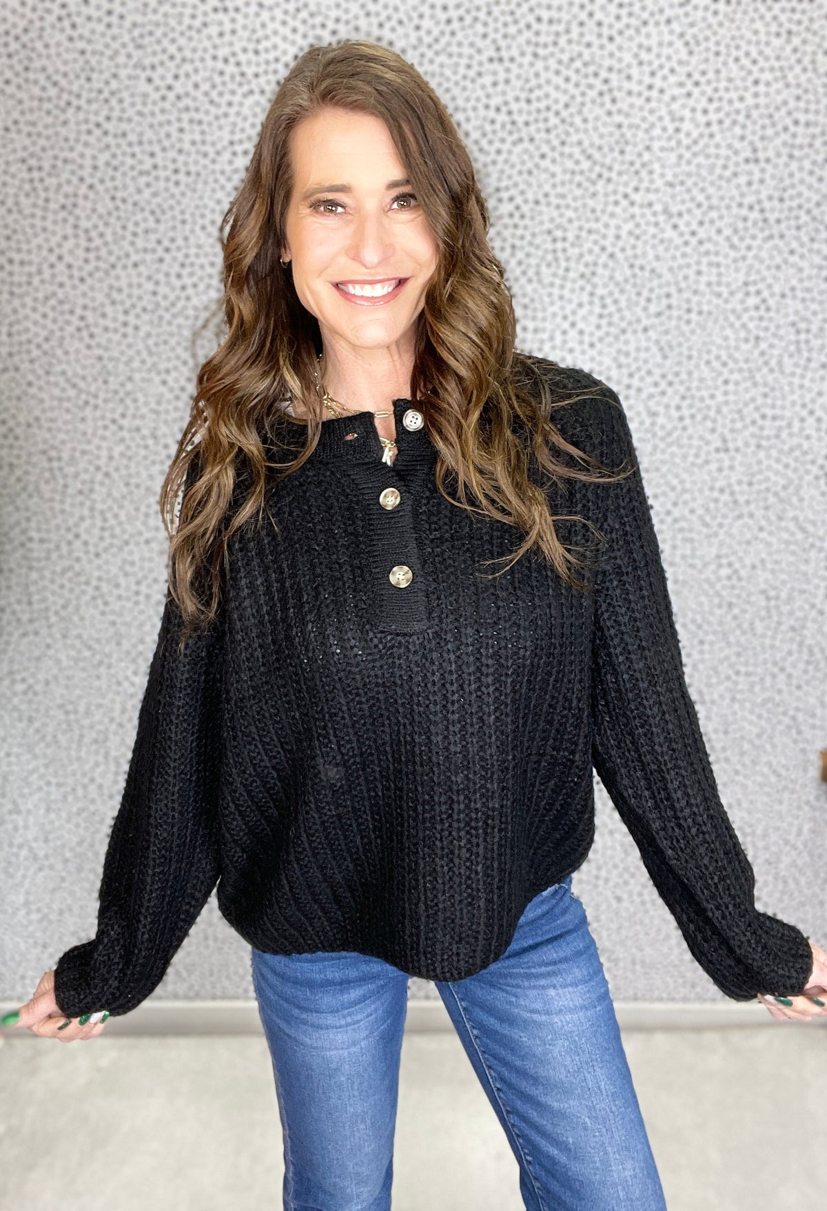 I'm Here Three Button Front Lightweight Sweater In 2 Colors *Final Sale*