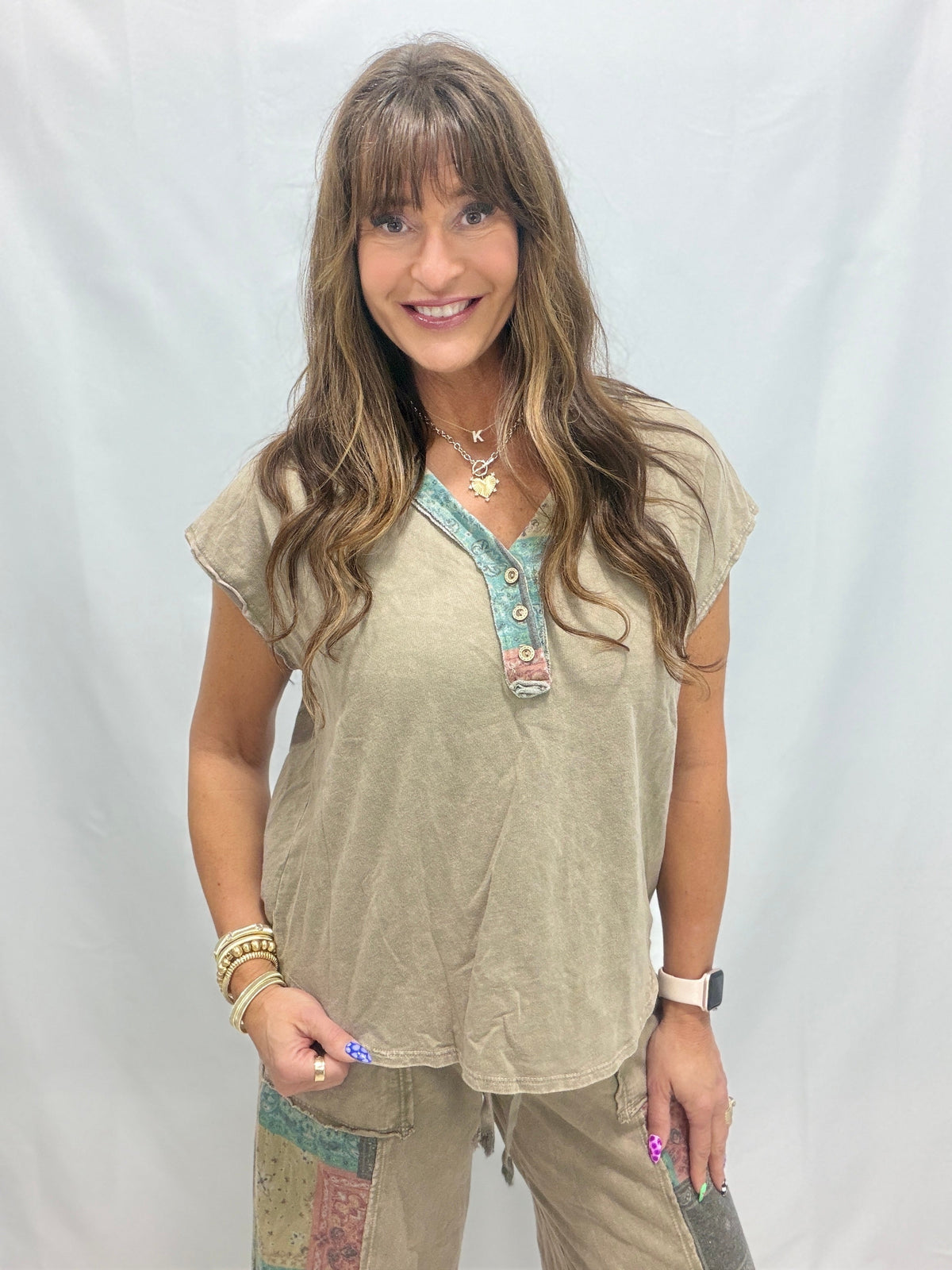 Desert Bloom Henley Top