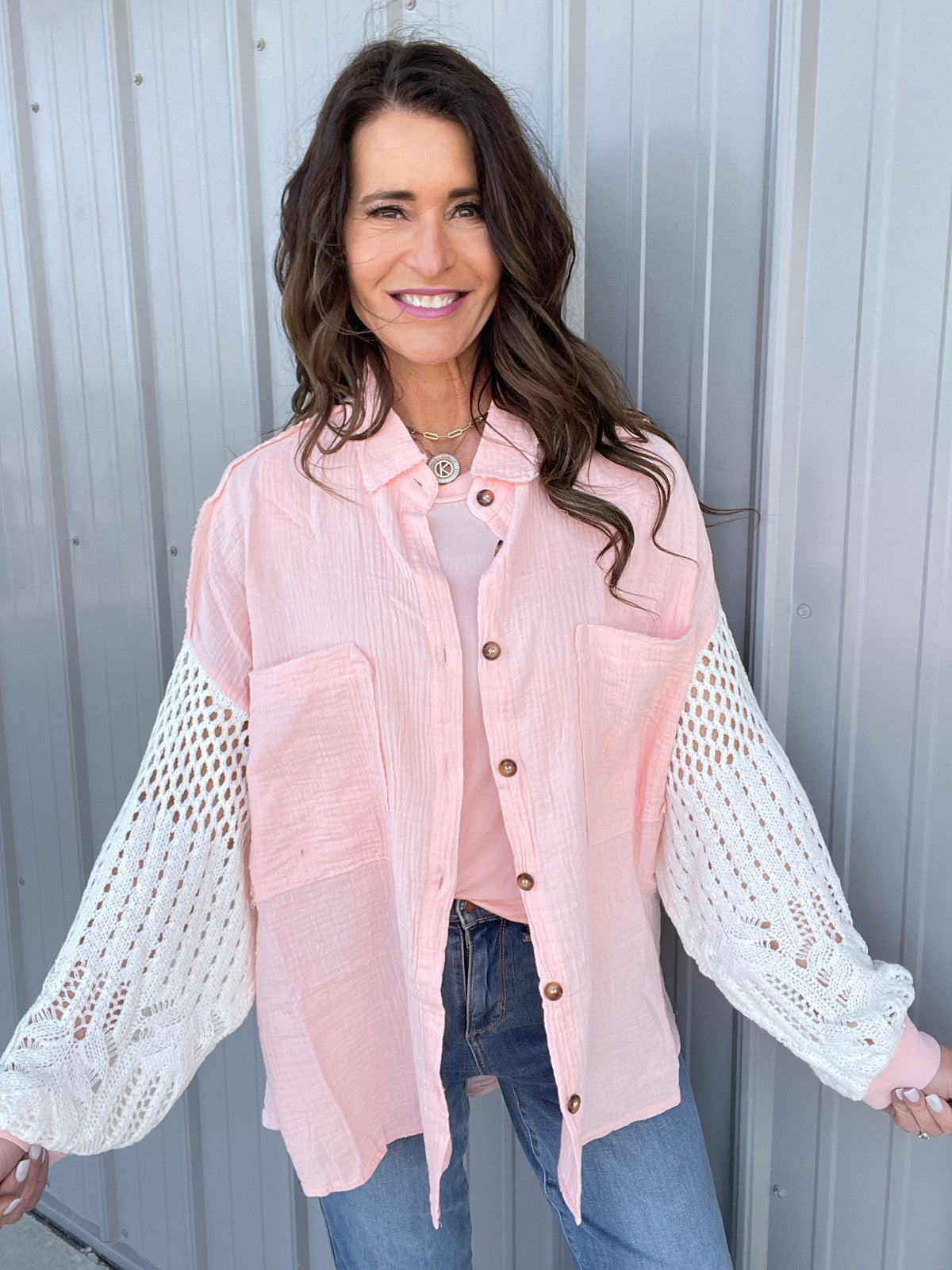 Pol Woven Ways Open Weave Sleeve Gauze Button Down Shirt In 9 Colors *Final Sale*