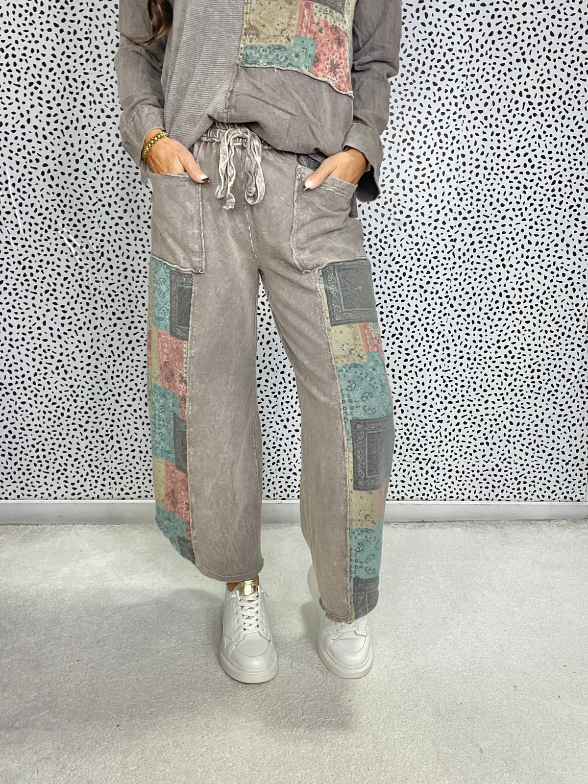 Revival Patchwork Crop Pants In 3 Colors