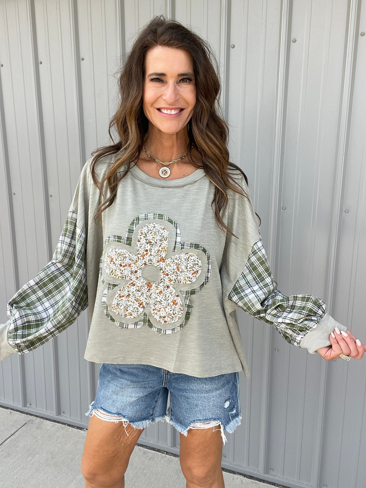 POL Rustic Bloom Knit Top In 4 Colors: Sage, Mocha, Rose *Final Sale*