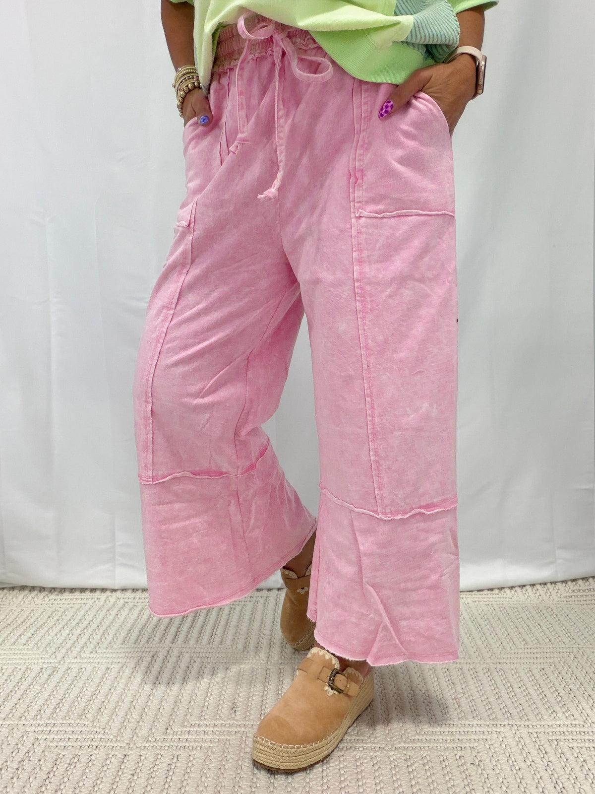 Going All Out Terry Knit Pants In 2 Colors