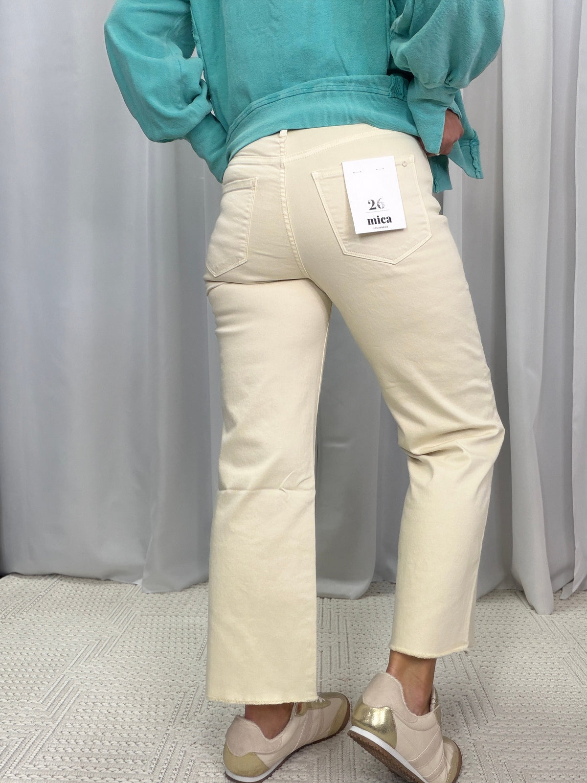 Mica Cream Wash High Rise Button Front Wide Crop Jeans 304 *Final Sale*