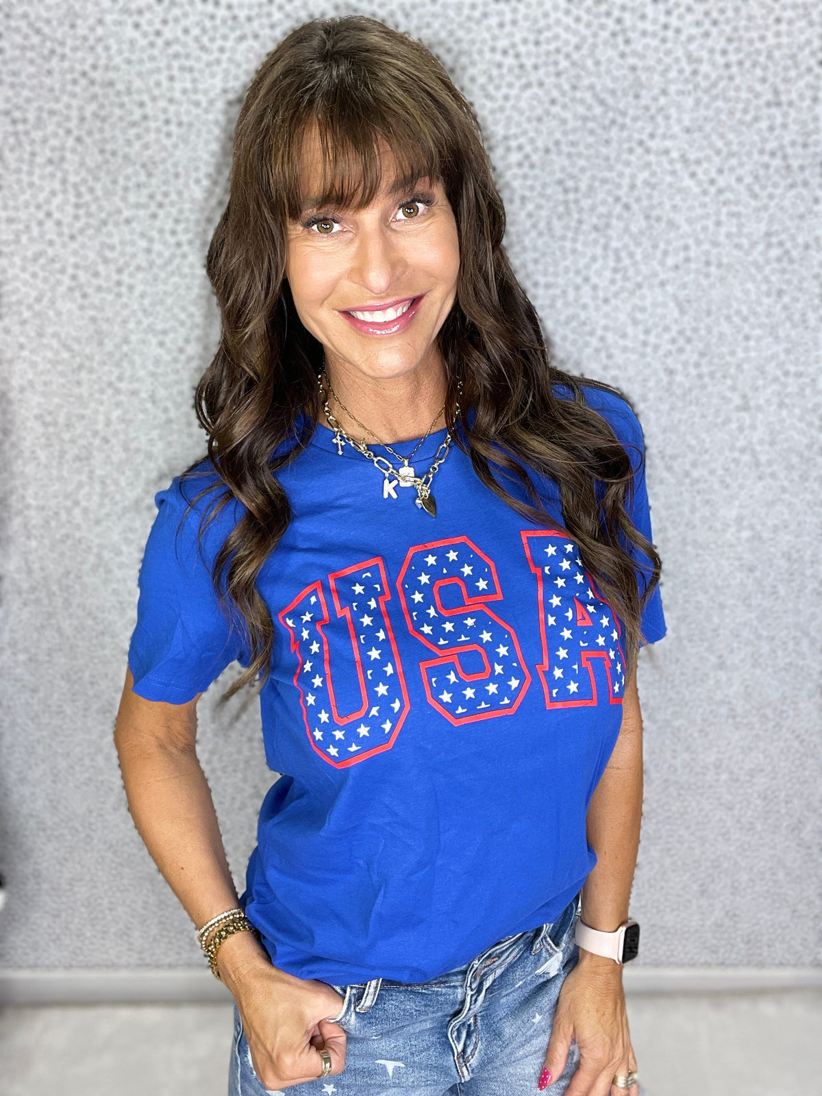 USA Flowers & Stars Tee in 2 Colors