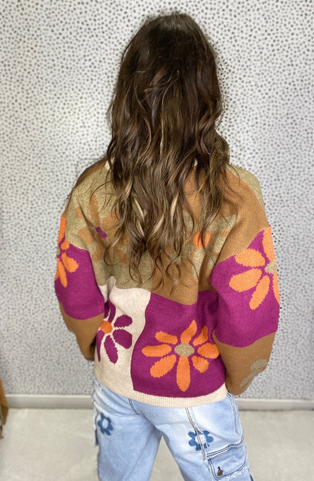 Happy Girl Flower Color Block Sweater In 3 Colors *Final Sale*