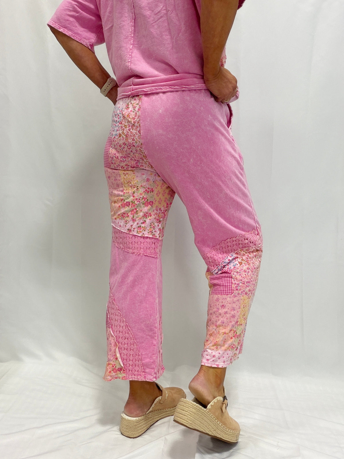 Blossom Trail Mineral Washed Picnic Print Pants in 4 Colors