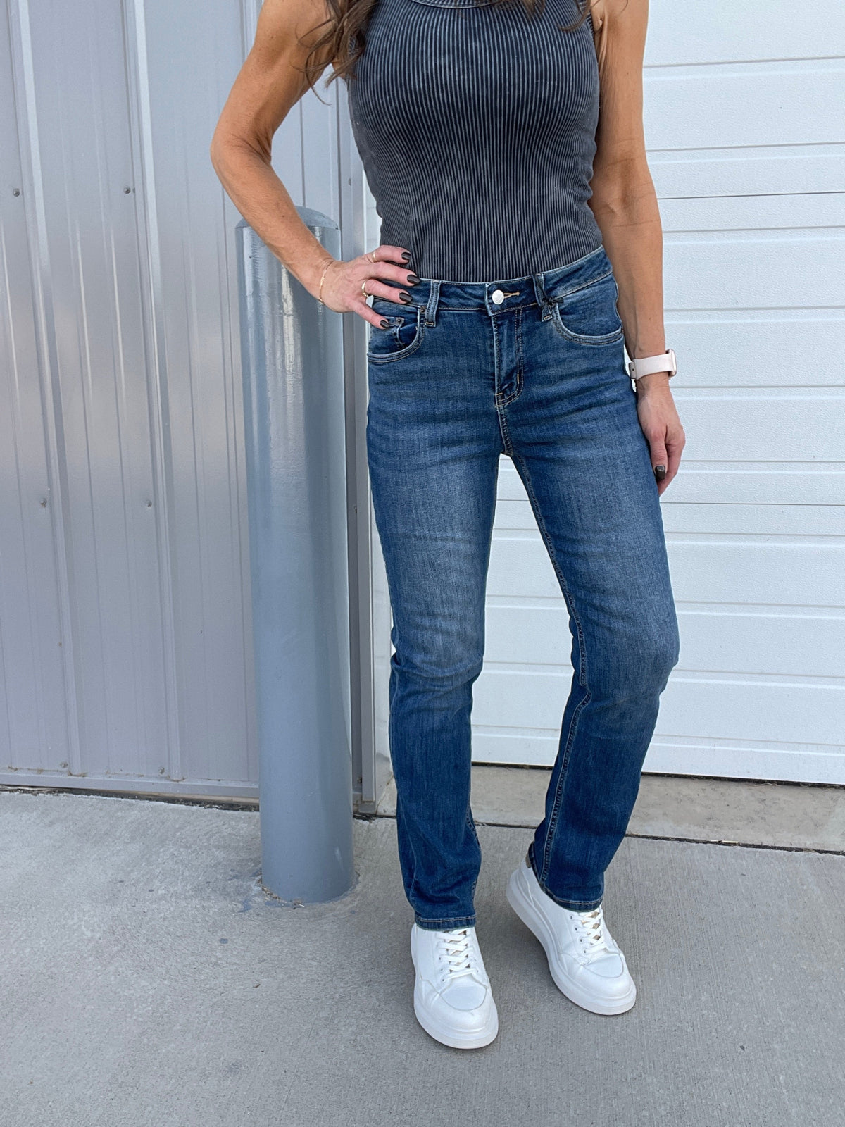 Mica Farrah High Rise Straight Leg Jeans 50M In Blue