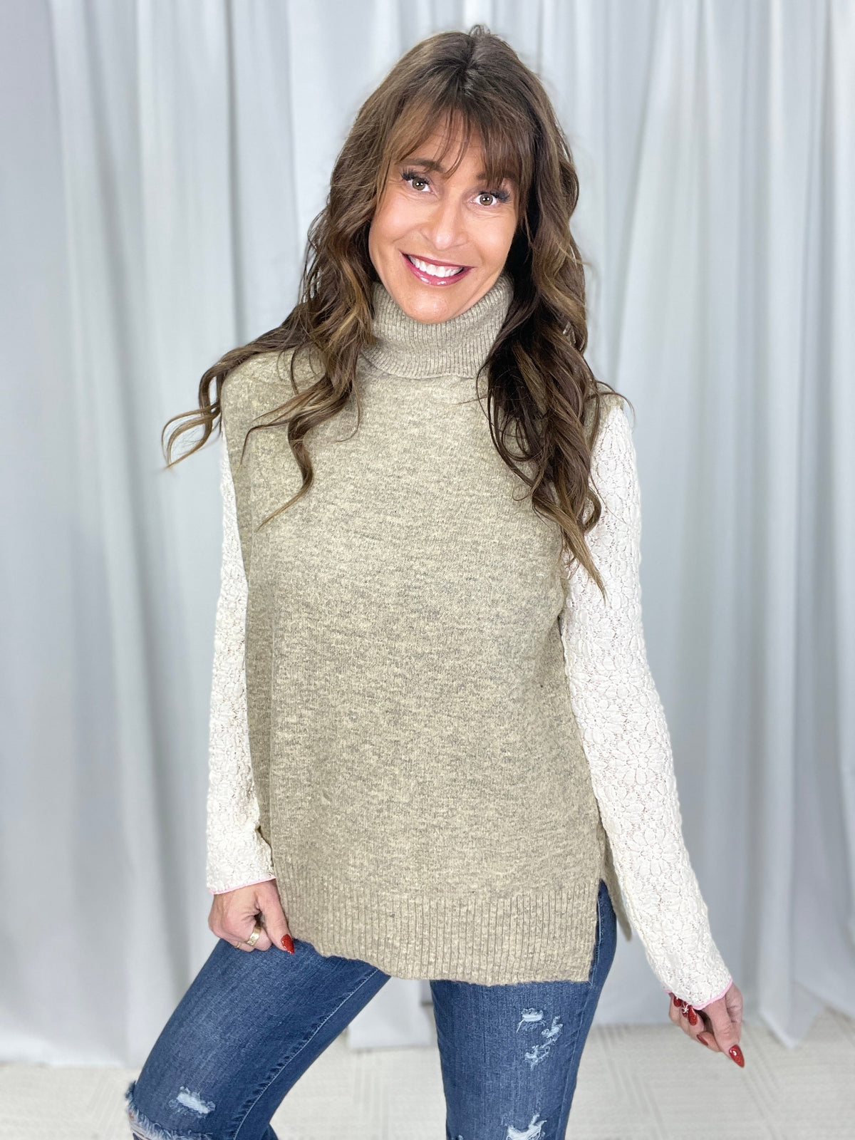 Let's Stay In Turtle Neck Sweater Vest In 2 Colors *Final Sale*