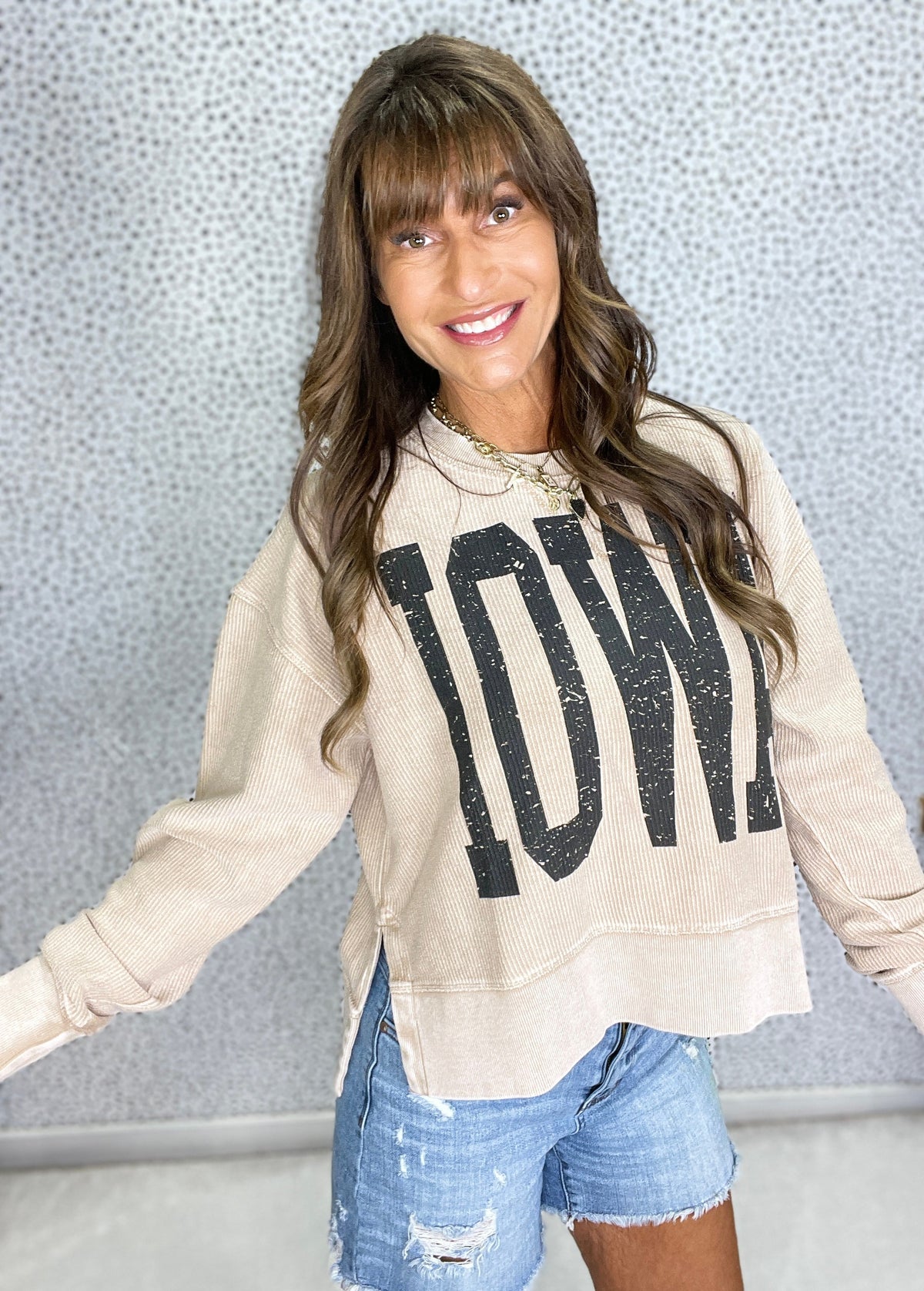 Iowa Bold Corded Crewneck in Toffee