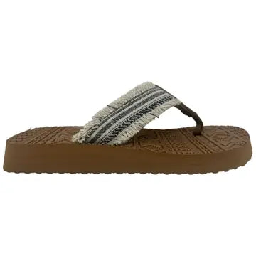 GJazz Black Cream Twill Flip Flops