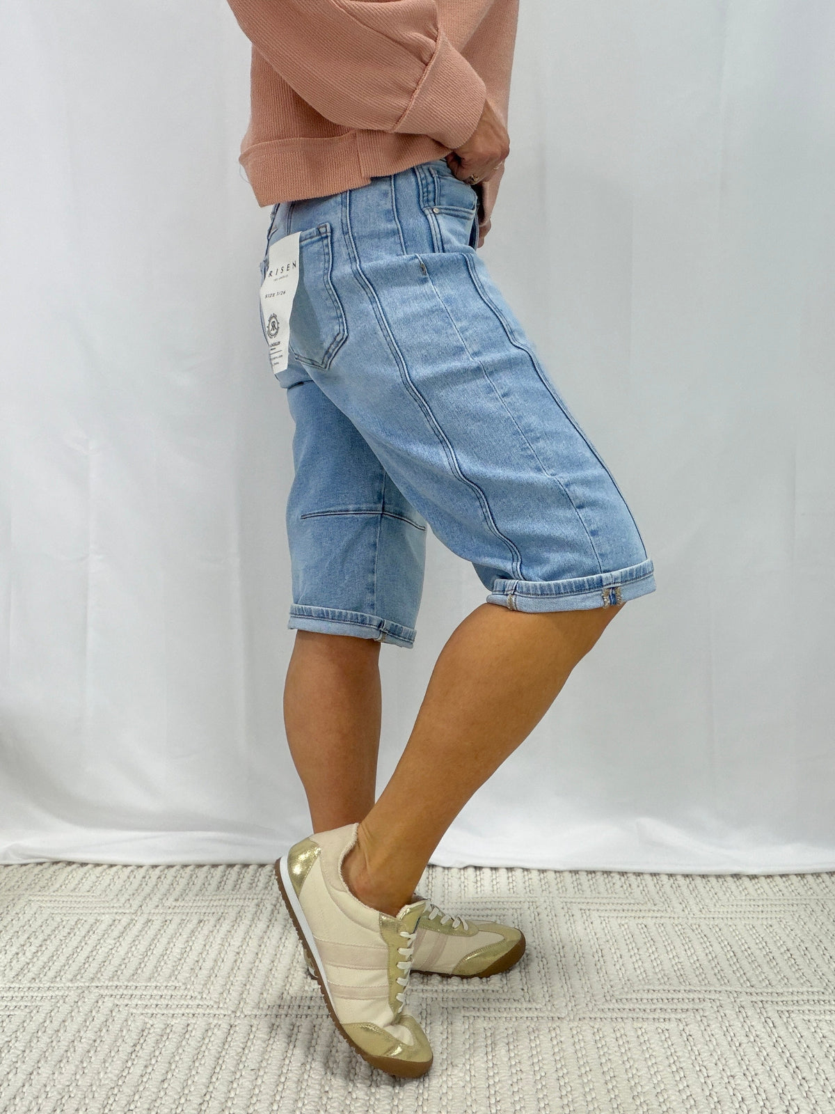 Risen Melissa Slouchy Barrel Shorts In Light