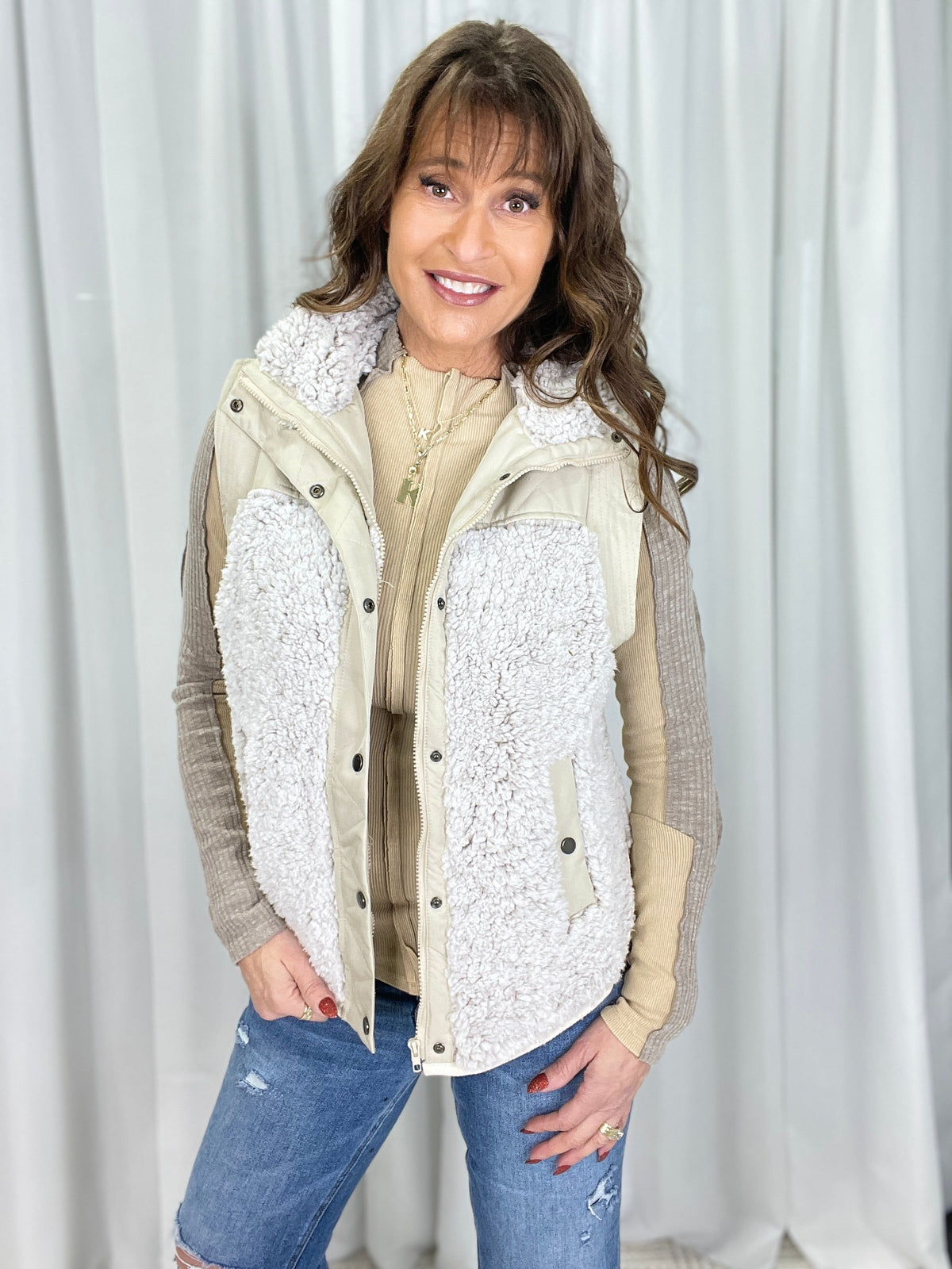 Oli & Hali Next Up Sherpa Button Down Vest *Final Sale*