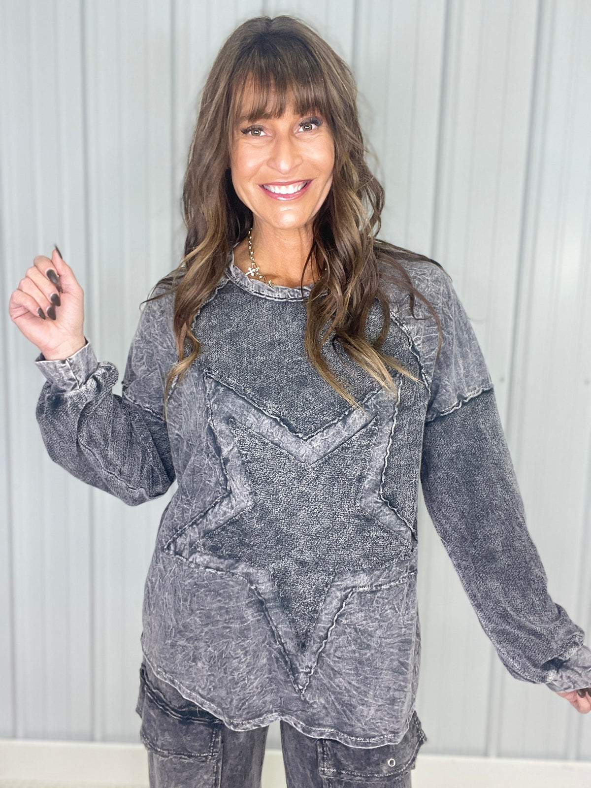 Shine Your Way Star Patched Sweatshirt In 4 Colors