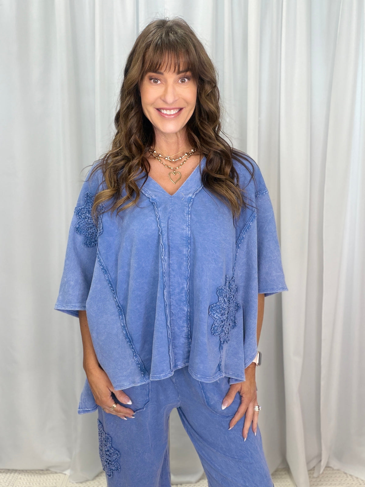Pick A Date Mineral Washed Boho V-Neck Top In 5 Colors