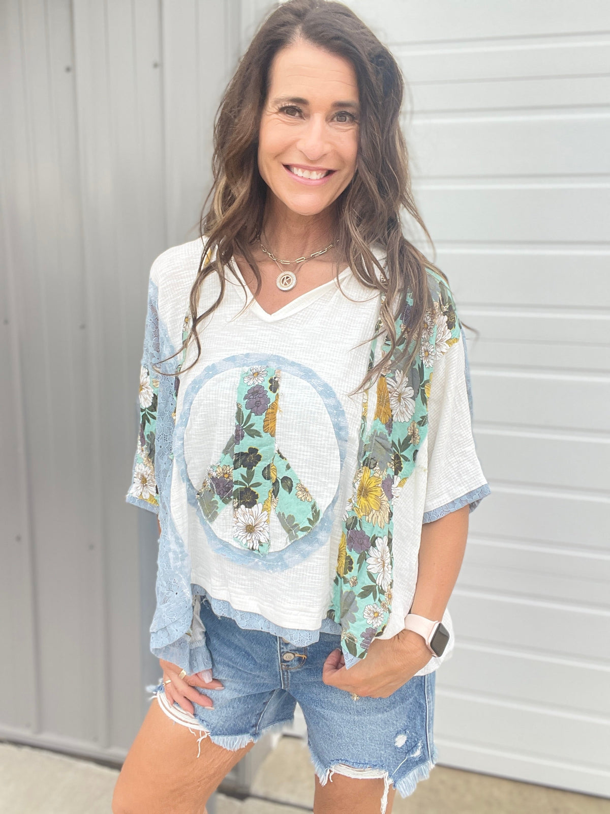 Pol Peace Be With You Short Sleeve Hoodie Top In 6 Colors: Ivory, Charcoal, Pink, Sage, Peach, Aqua *Final Sale*