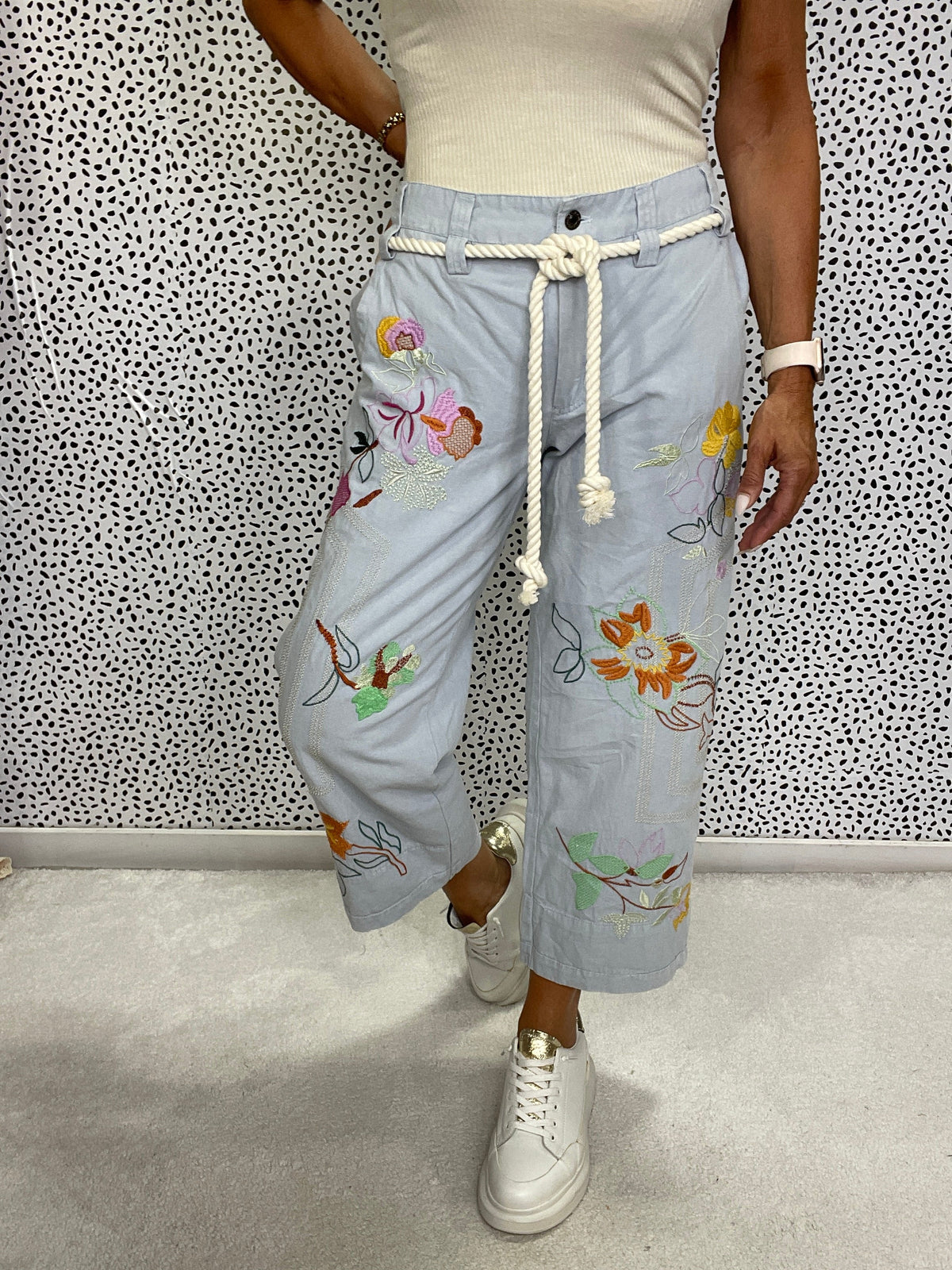 Blossom Breeze Embroidered Pants