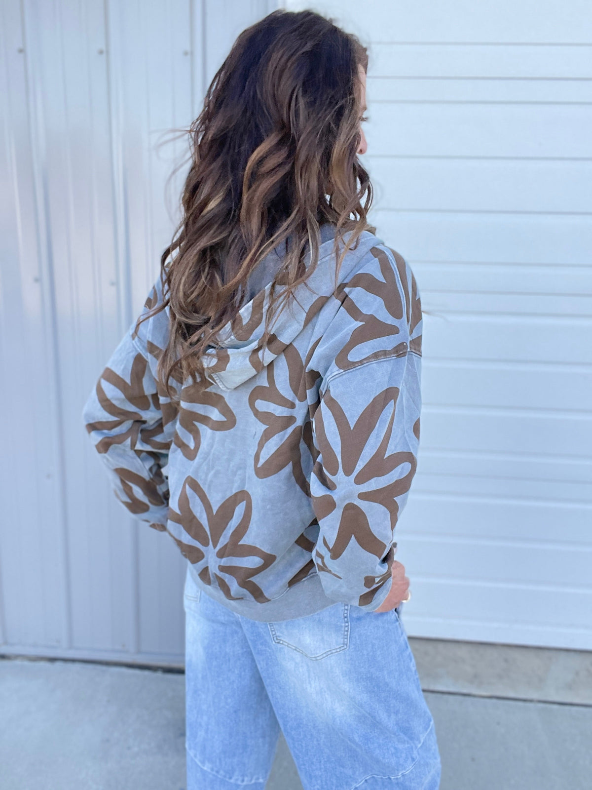 The Perfect Flower Print Zip Up Hoodie In 2 Colors