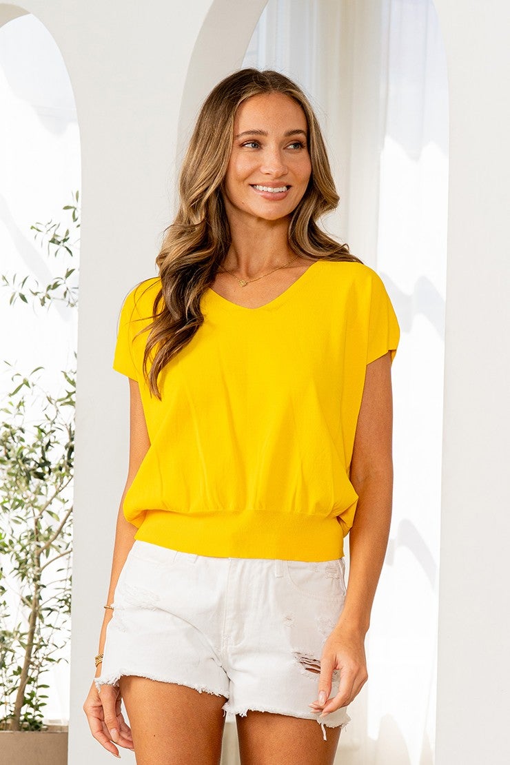 Relaxed Fit Short Sleeves V-Neck Top In 5 Colors *Final Sale*