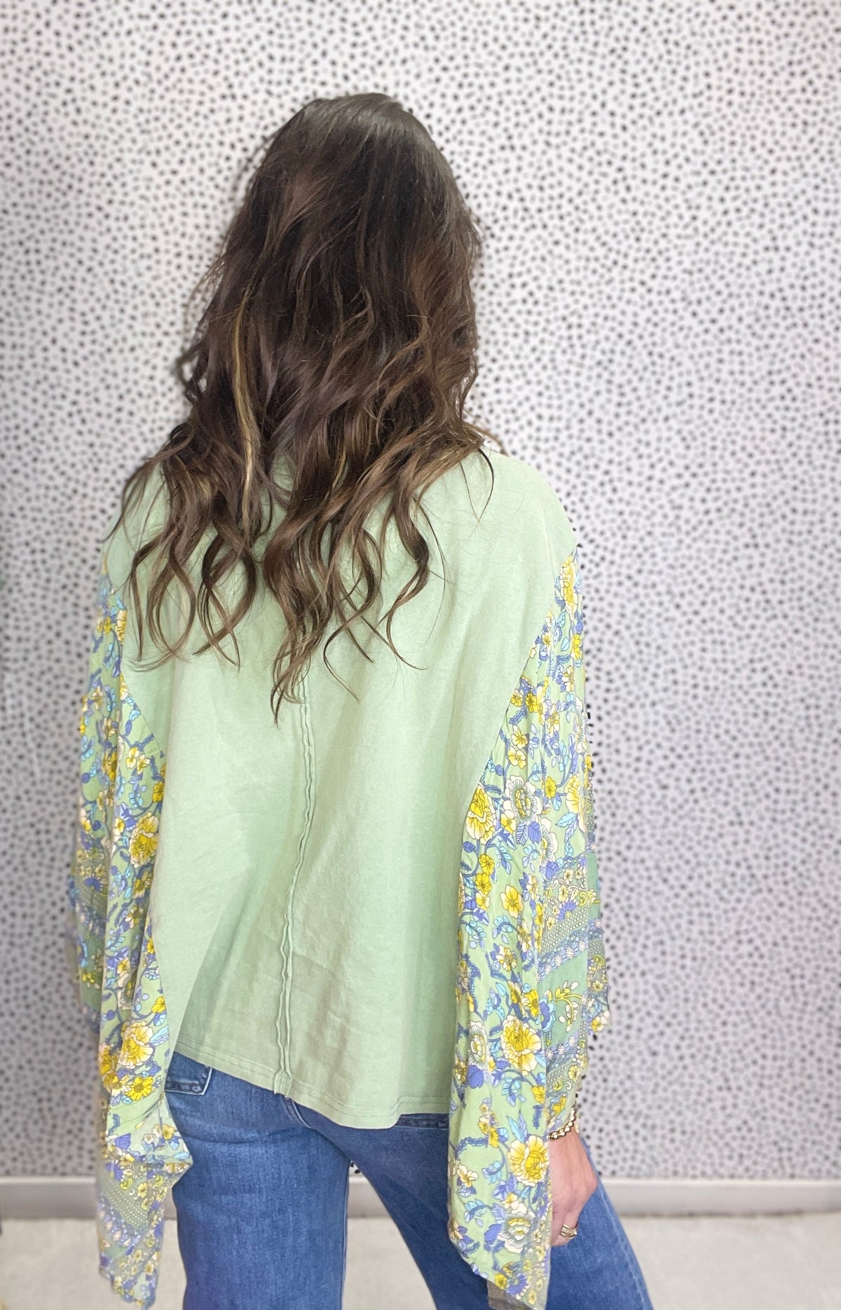 Free Fallin' Print Mix Poncho Top *Final Sale*