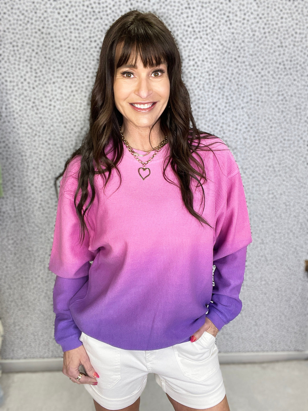 Spring Snow Washed Corded Crewneck Dip Dye In 2 Colors