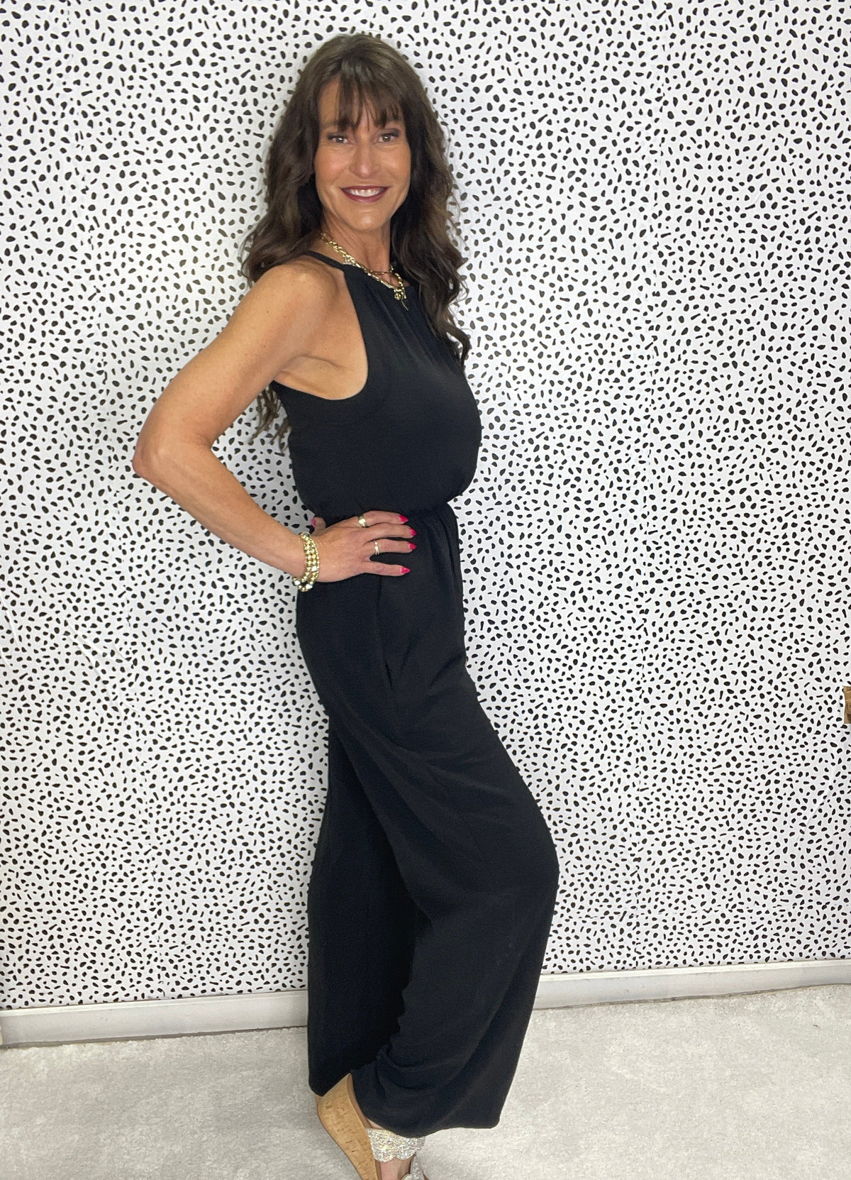 Own The Day Sleeveless Solid Woven Jumpsuit In Black *Final Sale*