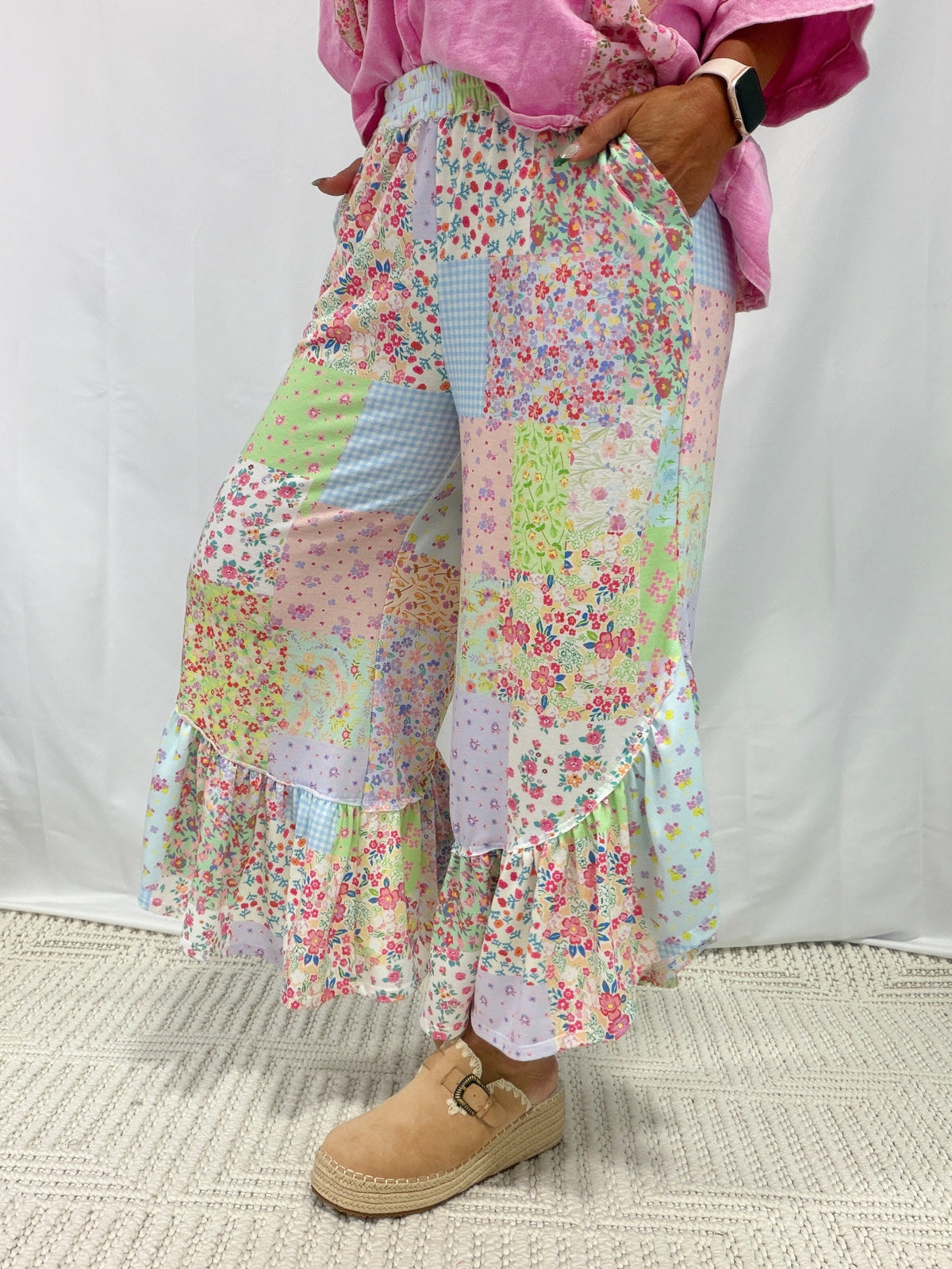 Spring Picnic Patch Ruffle Pants In 2 Colors *Final Sale*