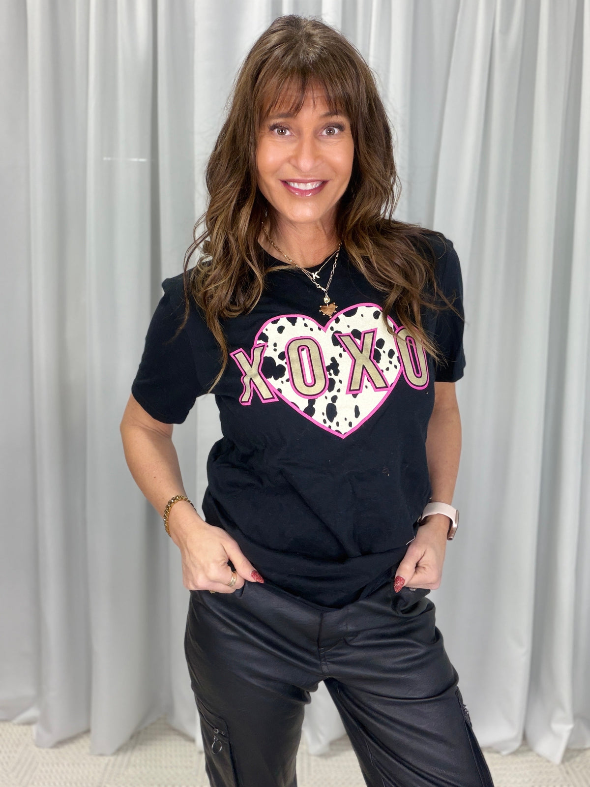XOXO Heart Cow Print Tee *Final Sale*