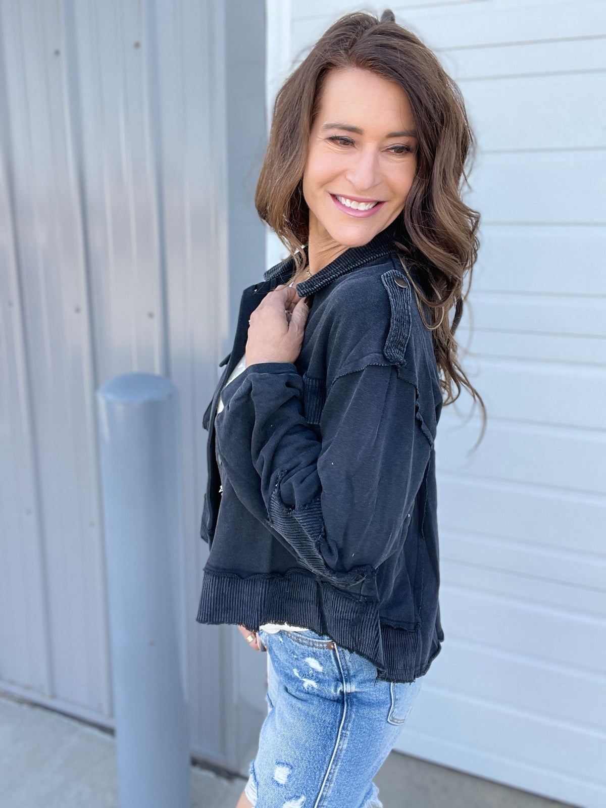 POL Starlight Glow Oversized Star Patch Jacket In 3 Colors *Final Sale*