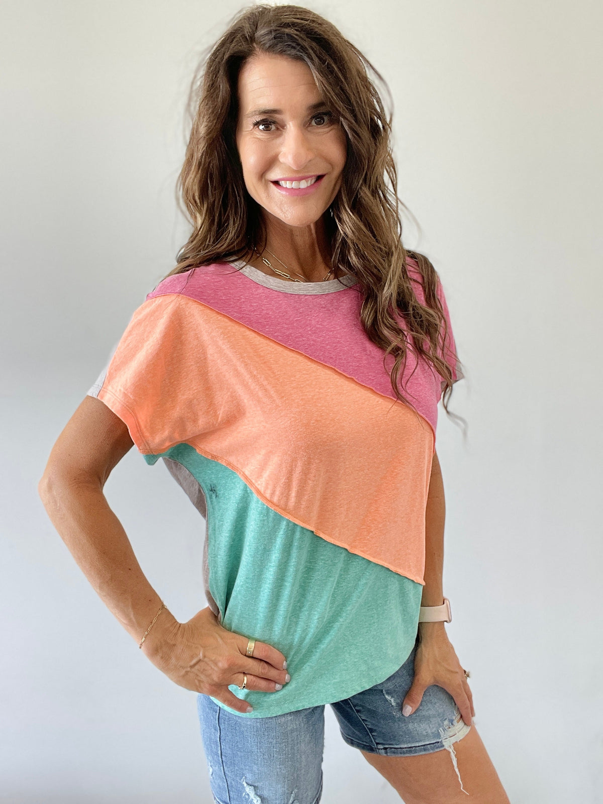 Sunrise Color Block Short Sleeve Top *Final Sale*