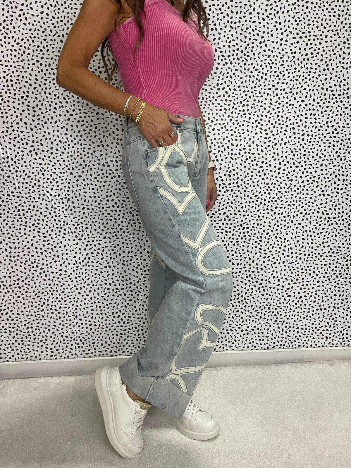 Oli & Hali Washed Heart Patchwork Denim Jeans *Final Sale*