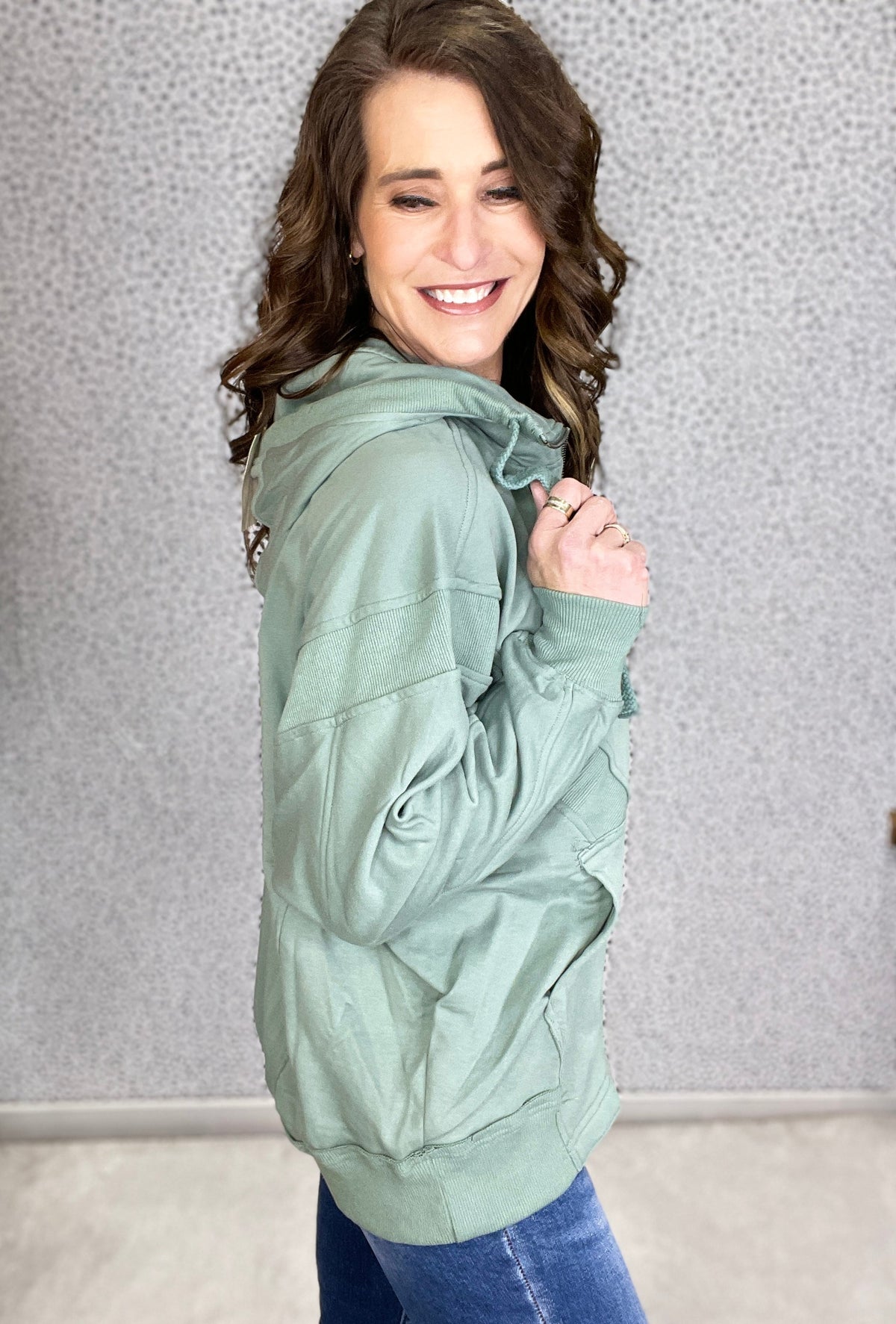 City Edge Terry Knit Full Zip Up Hoodie In 2 Colors