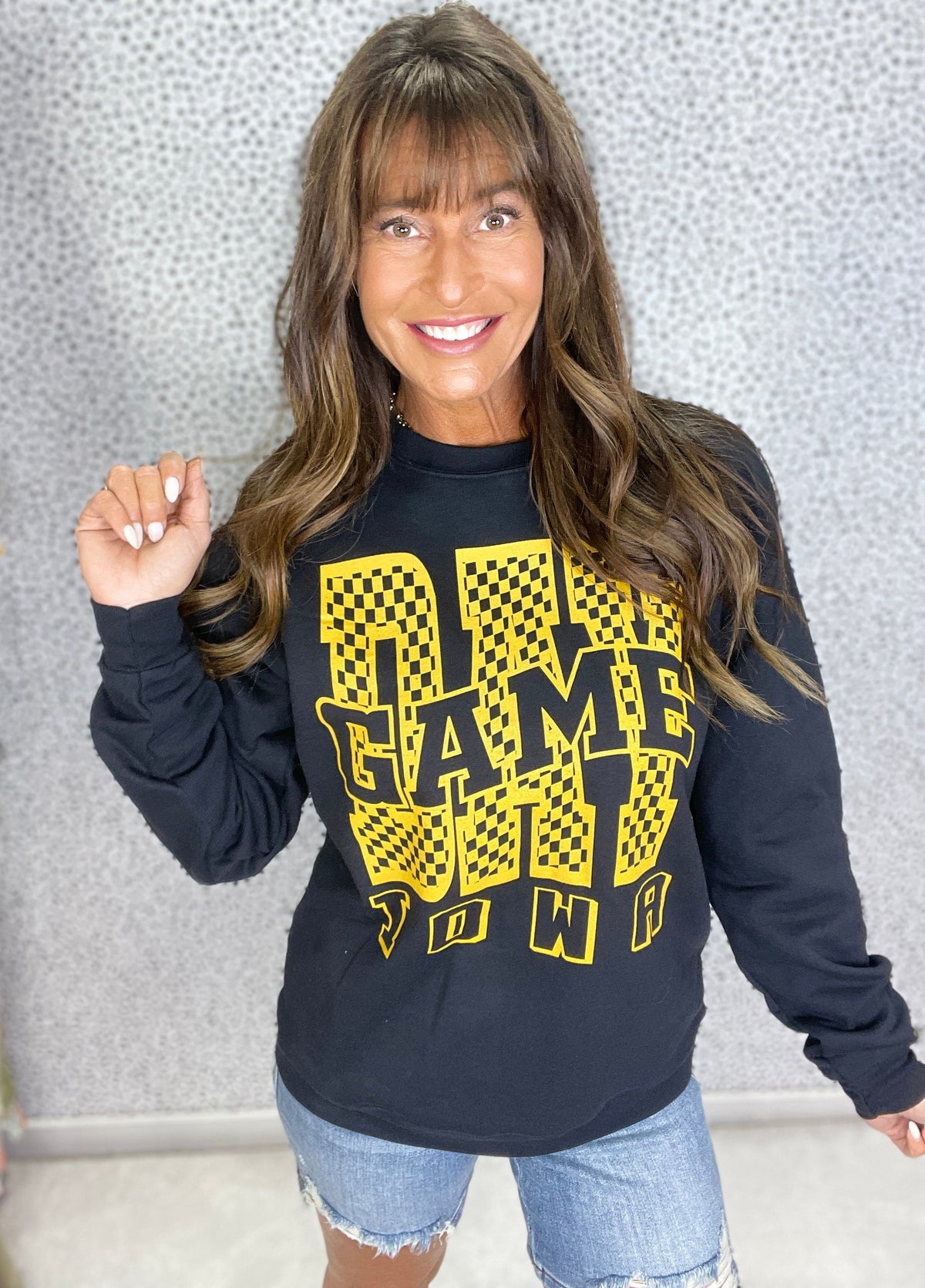 Iowa Checkered Game Day Crewneck