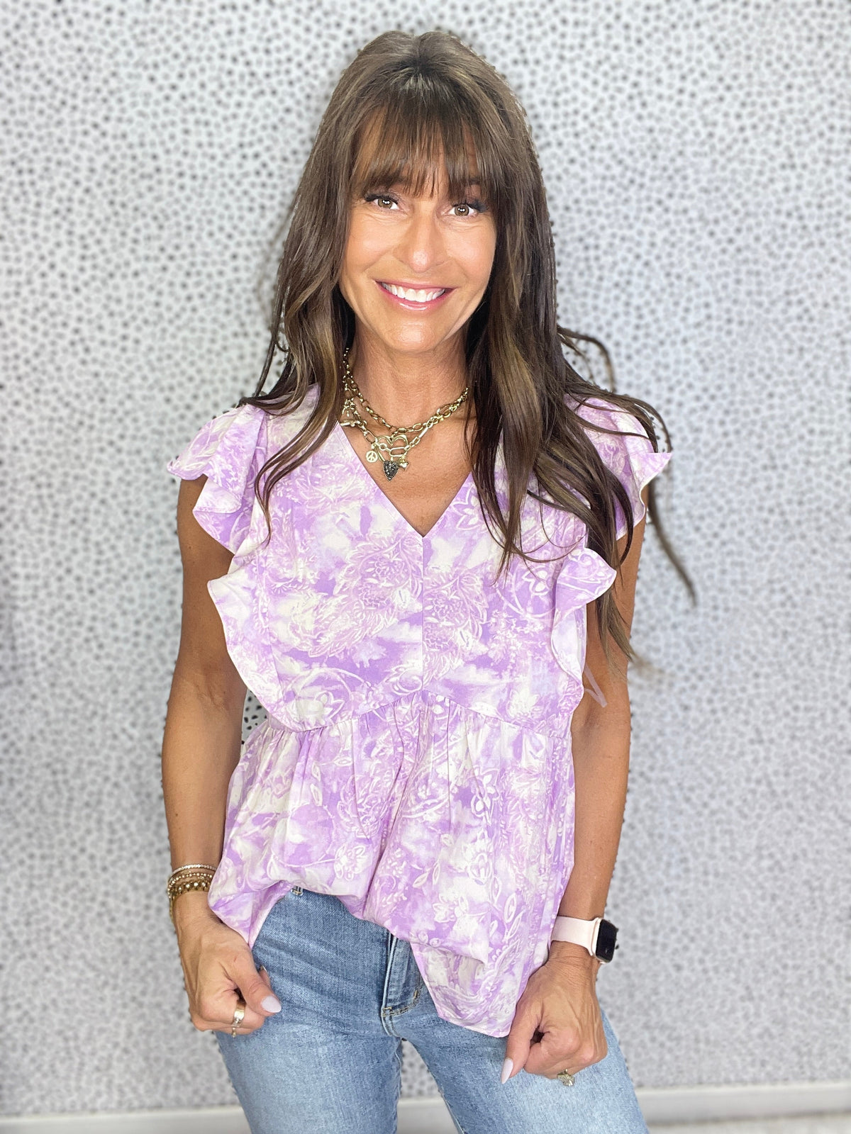 Flora Flutter V-Neck Blouse
