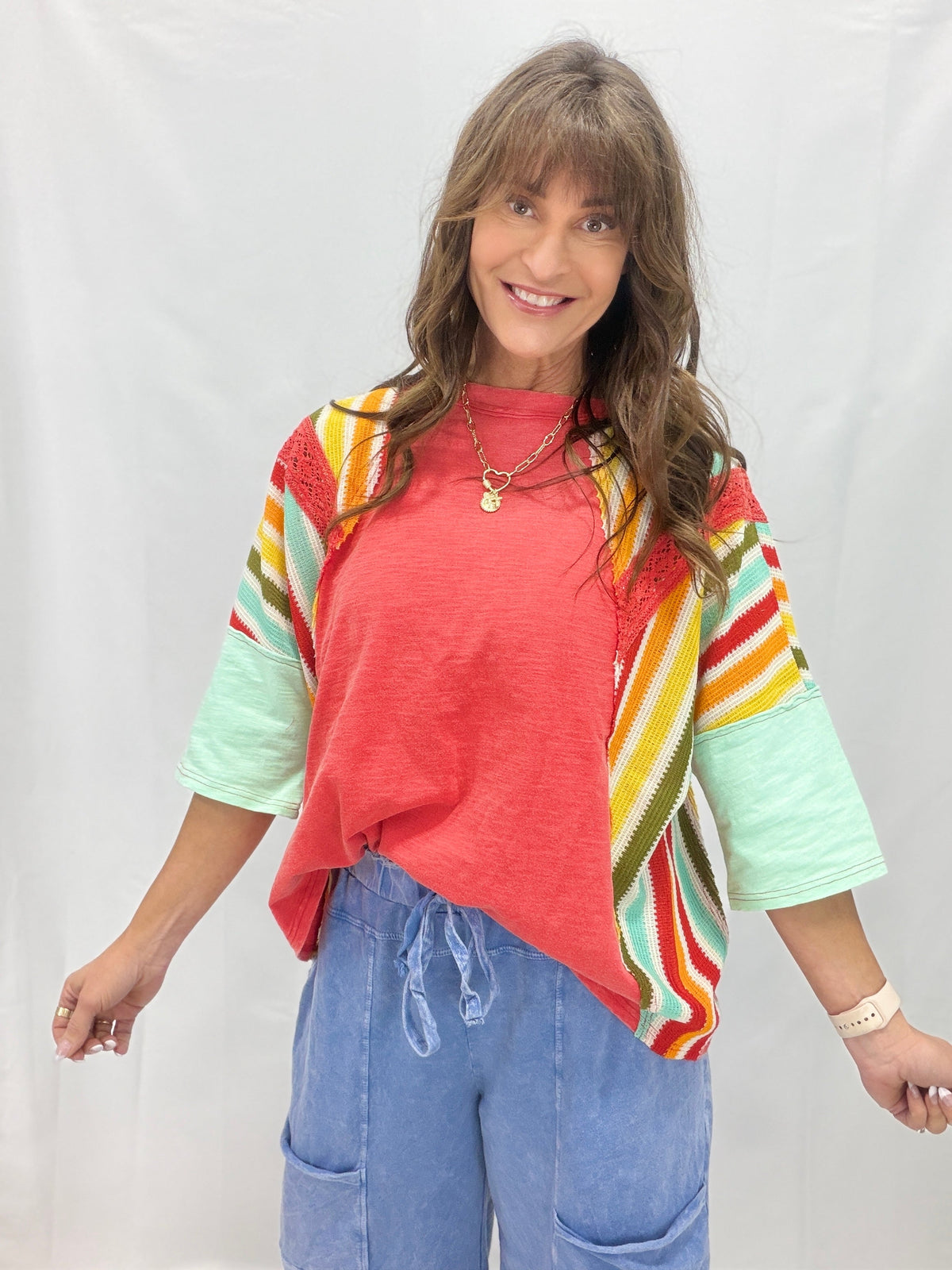 Sunset Serape Contrast Top in 2 Colors
