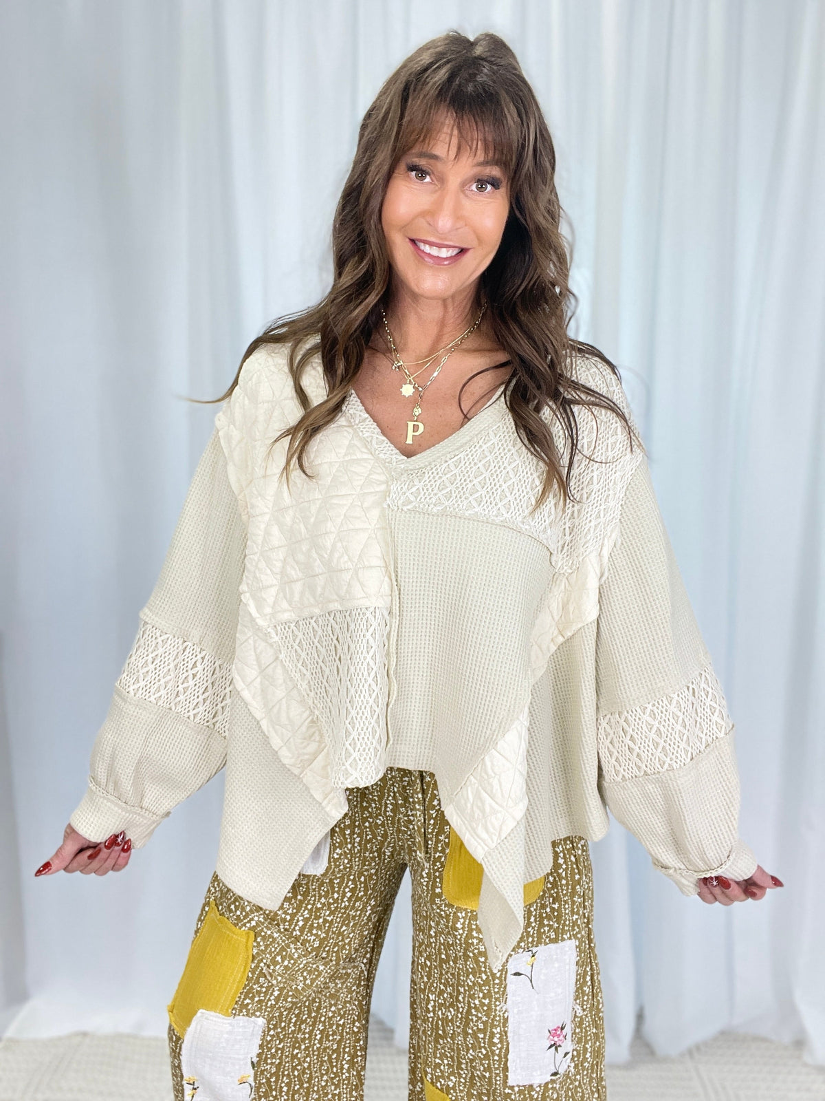 Quilted Charm Crochet Long Sleeve in 2 Colors *Final Sale*