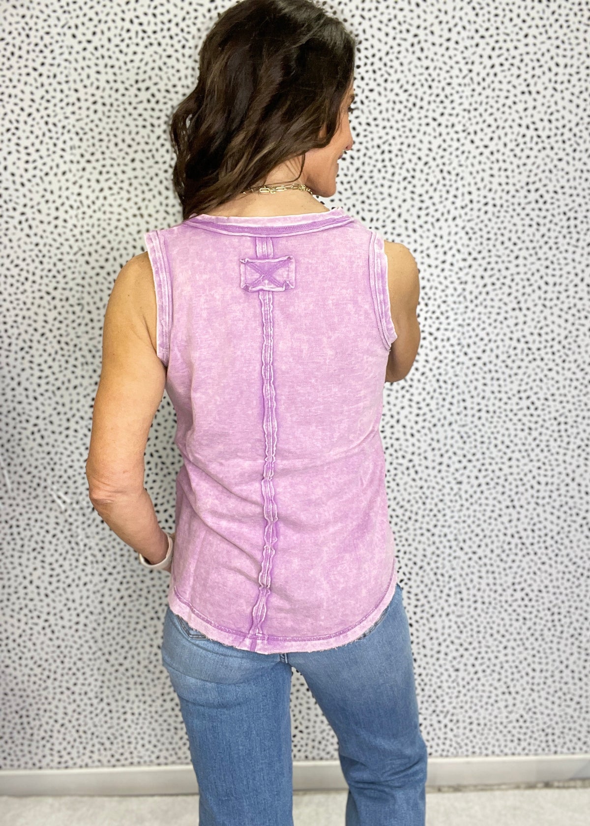 Summer Time Slip Away Sleeveless Henley Raw Edge Top In 8 Colors *Final Sale*