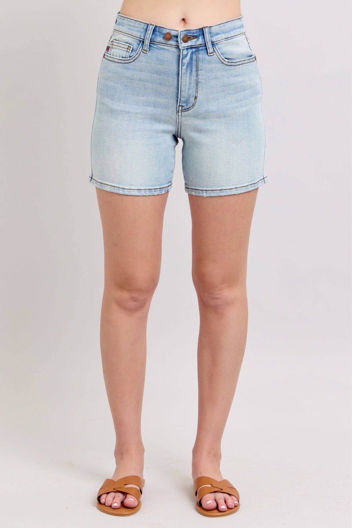 Judy Blue Isabelle Mid Length Shorts 100 In Light *Final Sale*