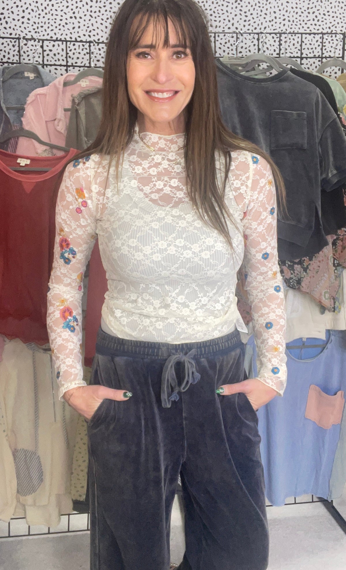 On The Chic Road Embroidered Lace Top In Ivory *Final Sale*