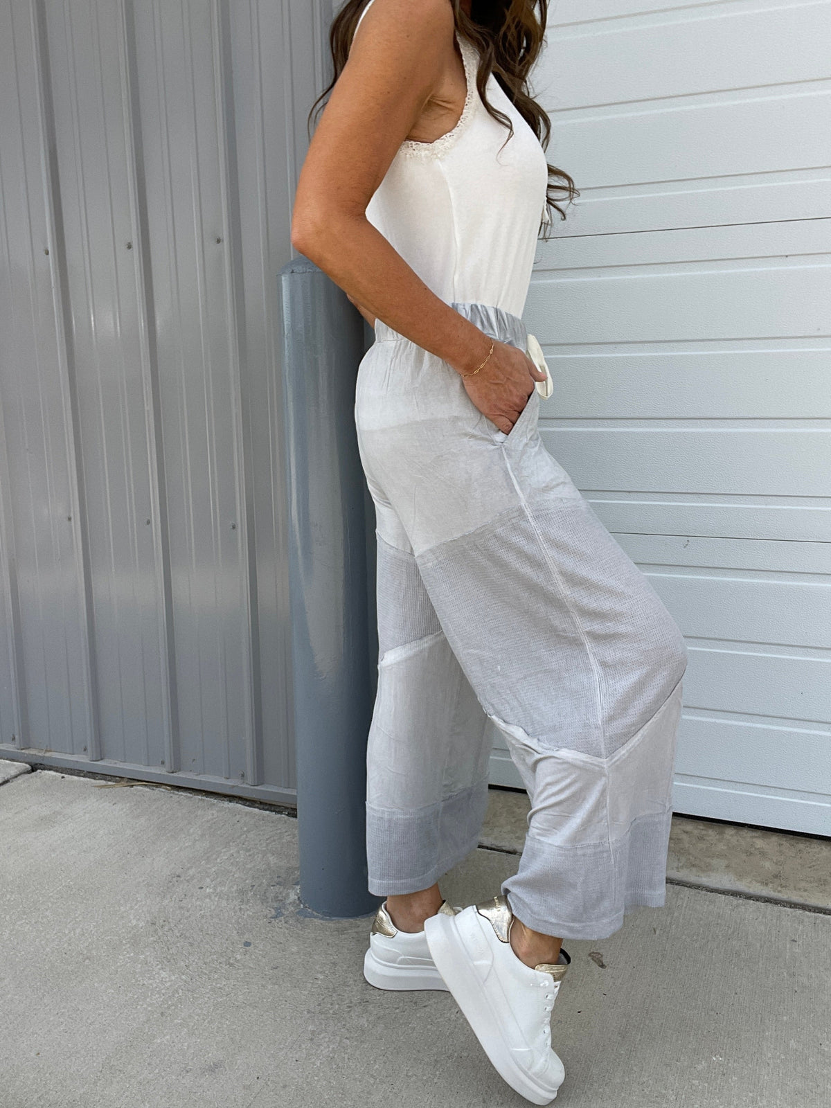 Pol Play Date Loose Wide Leg Cropped Pants In 7 Colors: Aqua, Lilac, Grey, Pink, Beige, Black, Desert Sage *Final Sale*