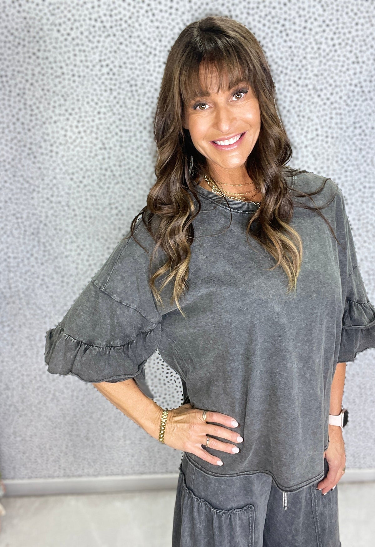 Breeze Ruffle Mineral Wash Top in 3 Colors