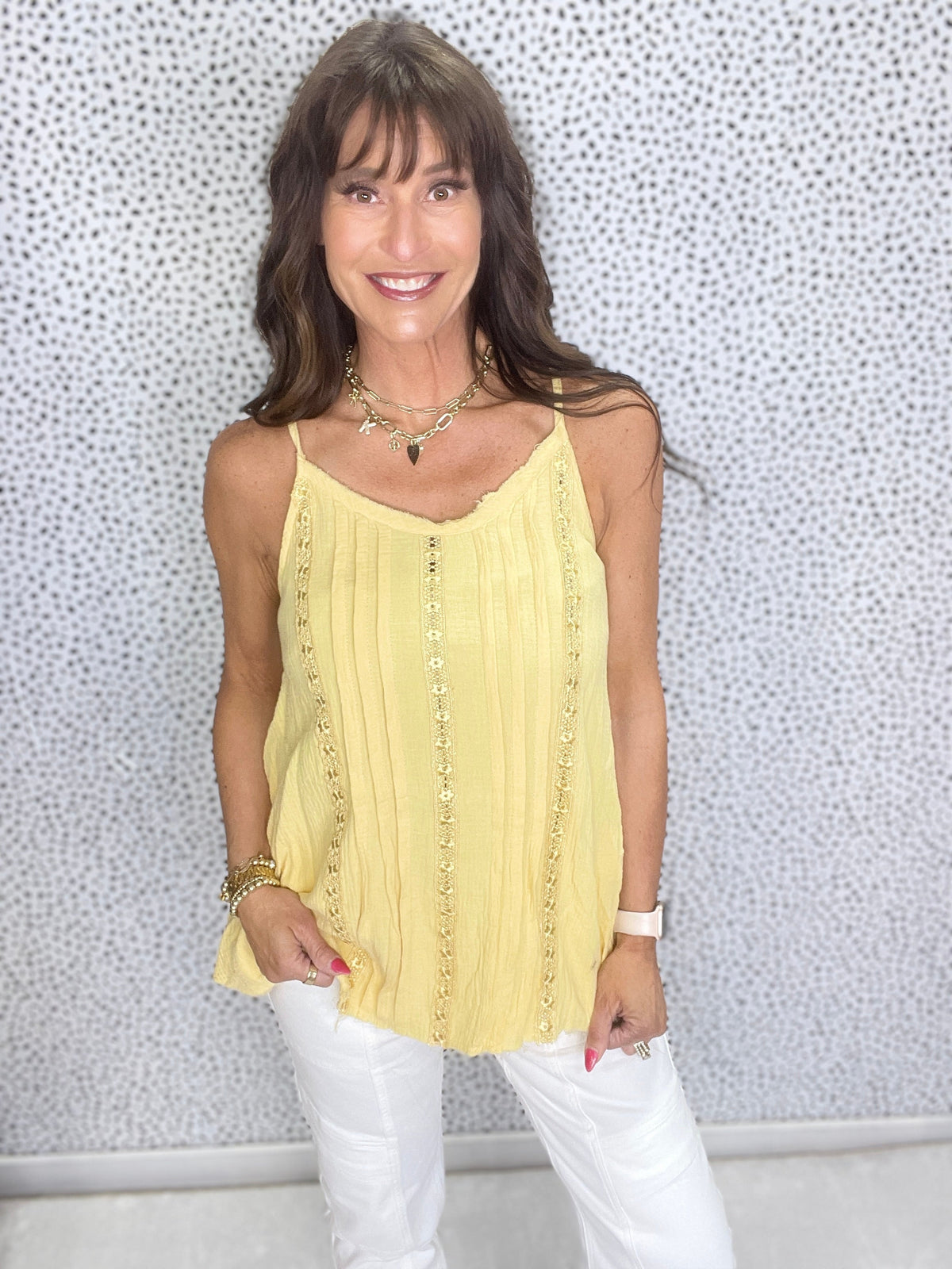 Pol Taking It Easy Adjustable Strap Gauze Tank Top In 2 Colors *Final Sale*