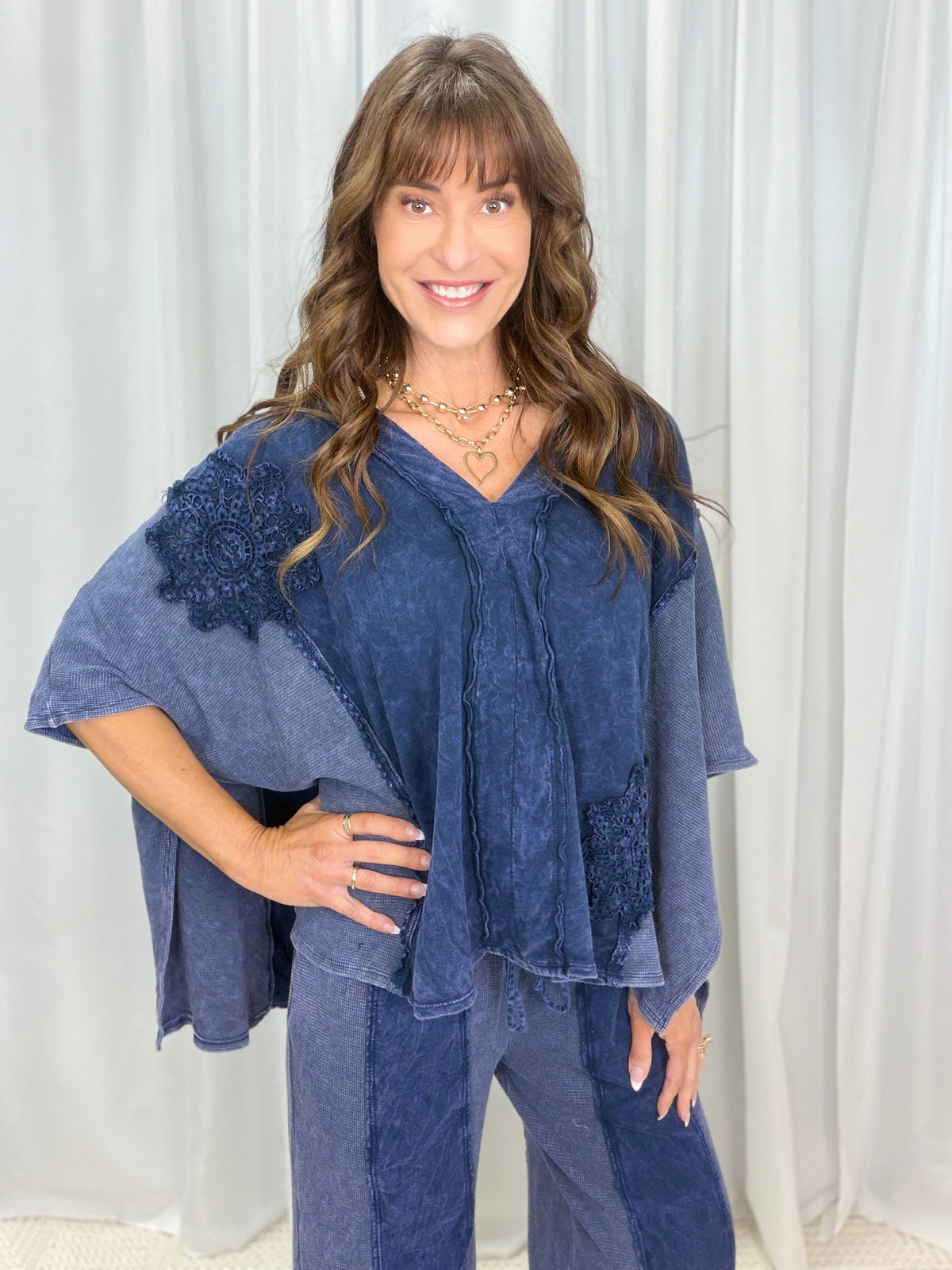 Pick A Date Mineral Washed Boho V-Neck Top In 2 Colors