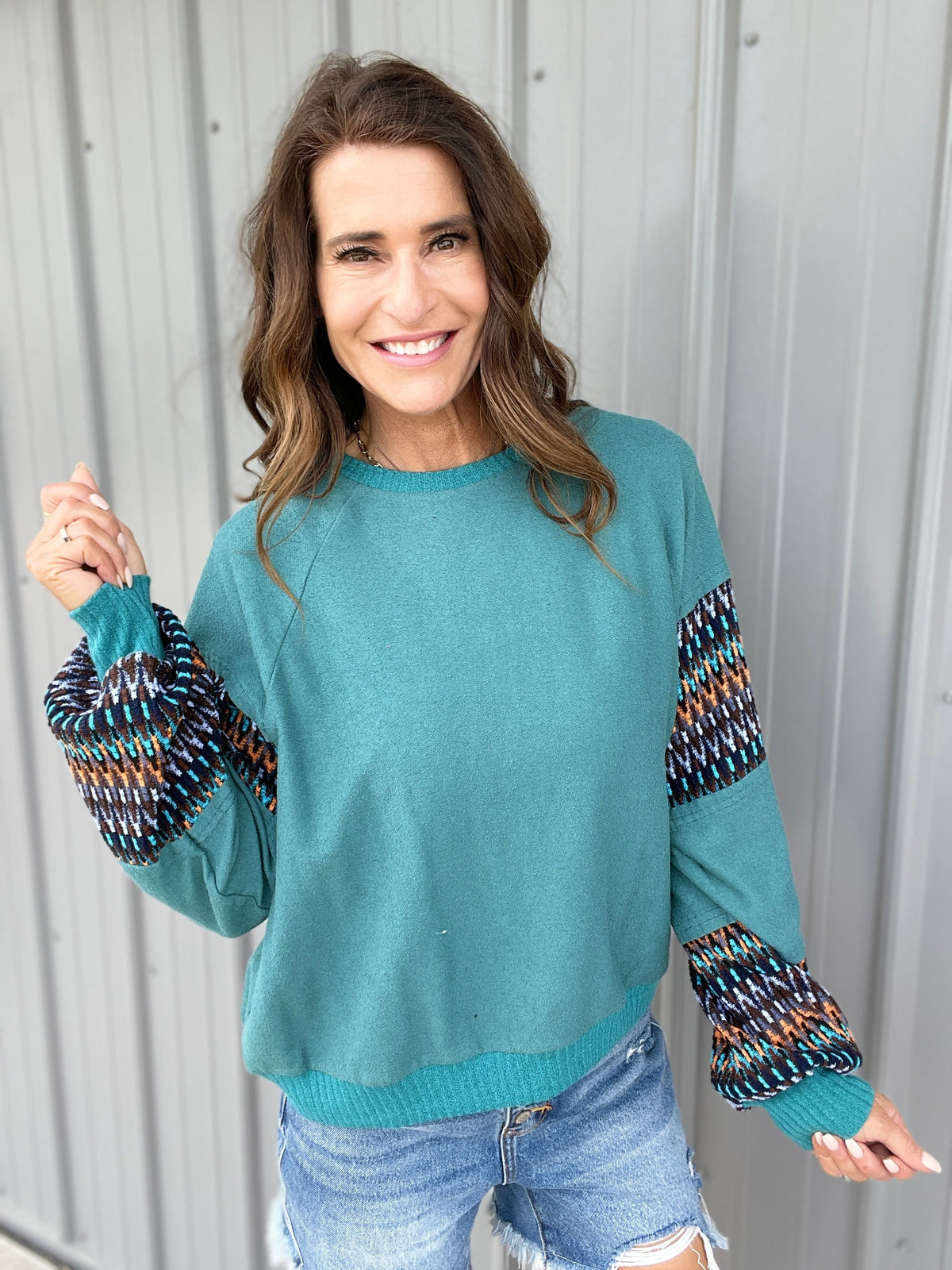 Fashion Forward Terry Knit Pullover In 2 Colors: Mauve, Teal *Final Sale*