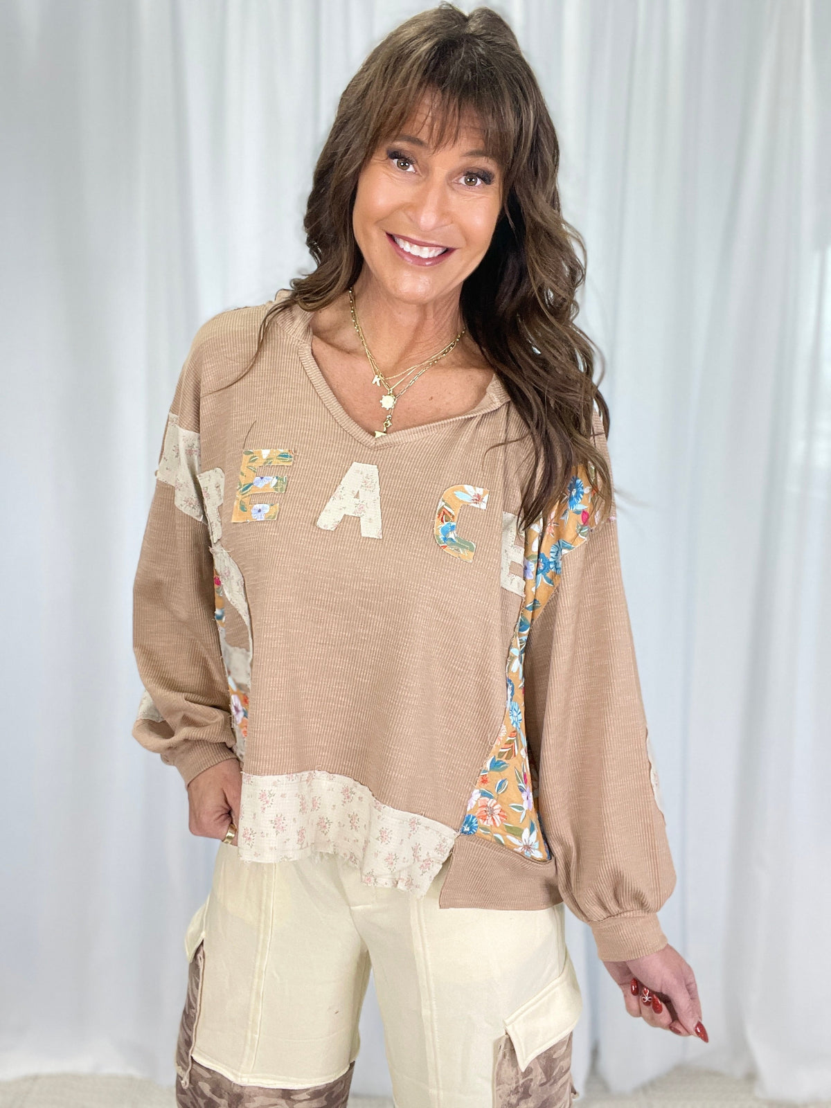 POL Peaceful Journey Long Sleeve Knit Hoodie Top In 3 Colors: Cream, Mocha, Pink *Final Sale*